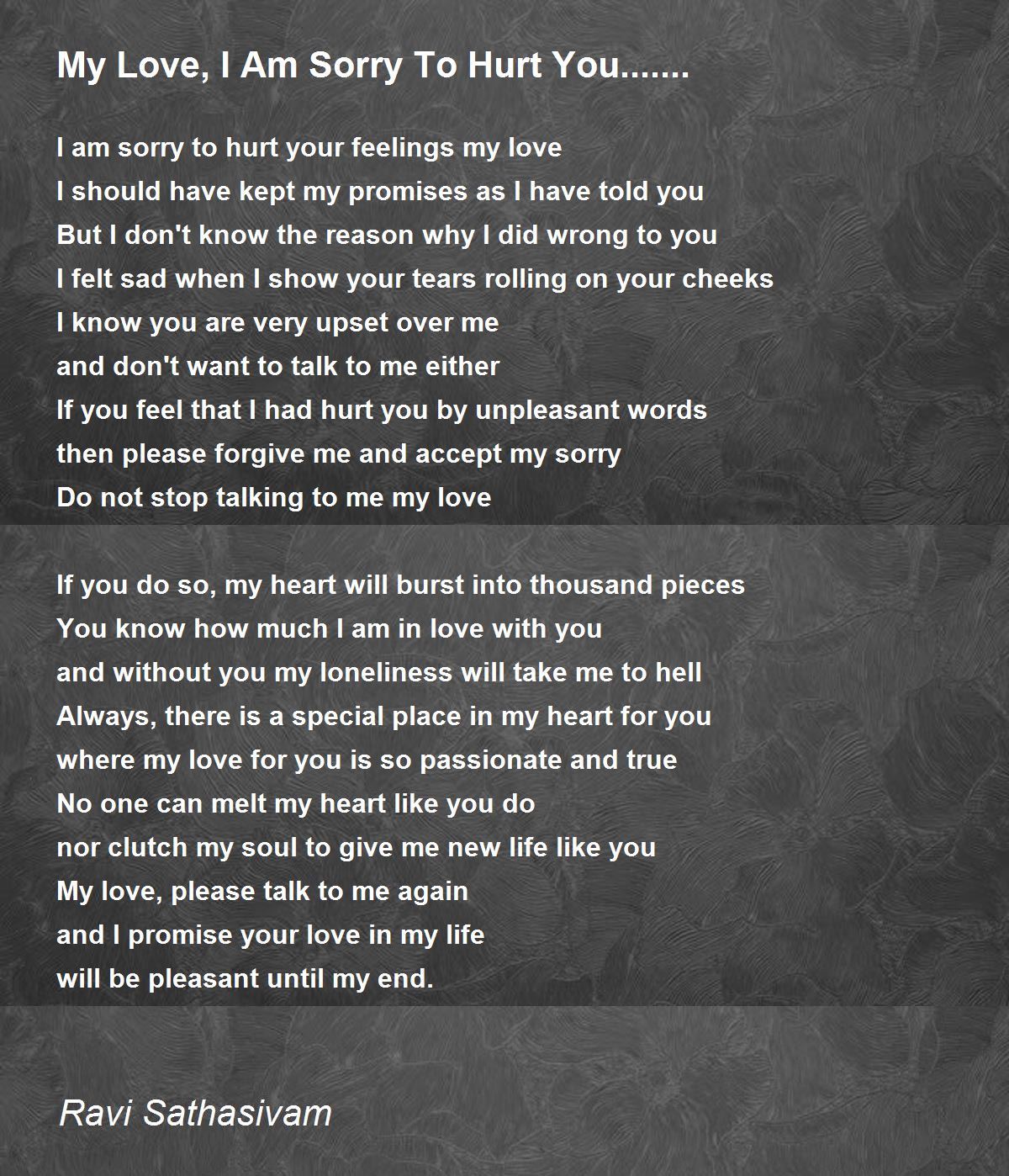 Poems hurting her for you sorry for 30+ I
