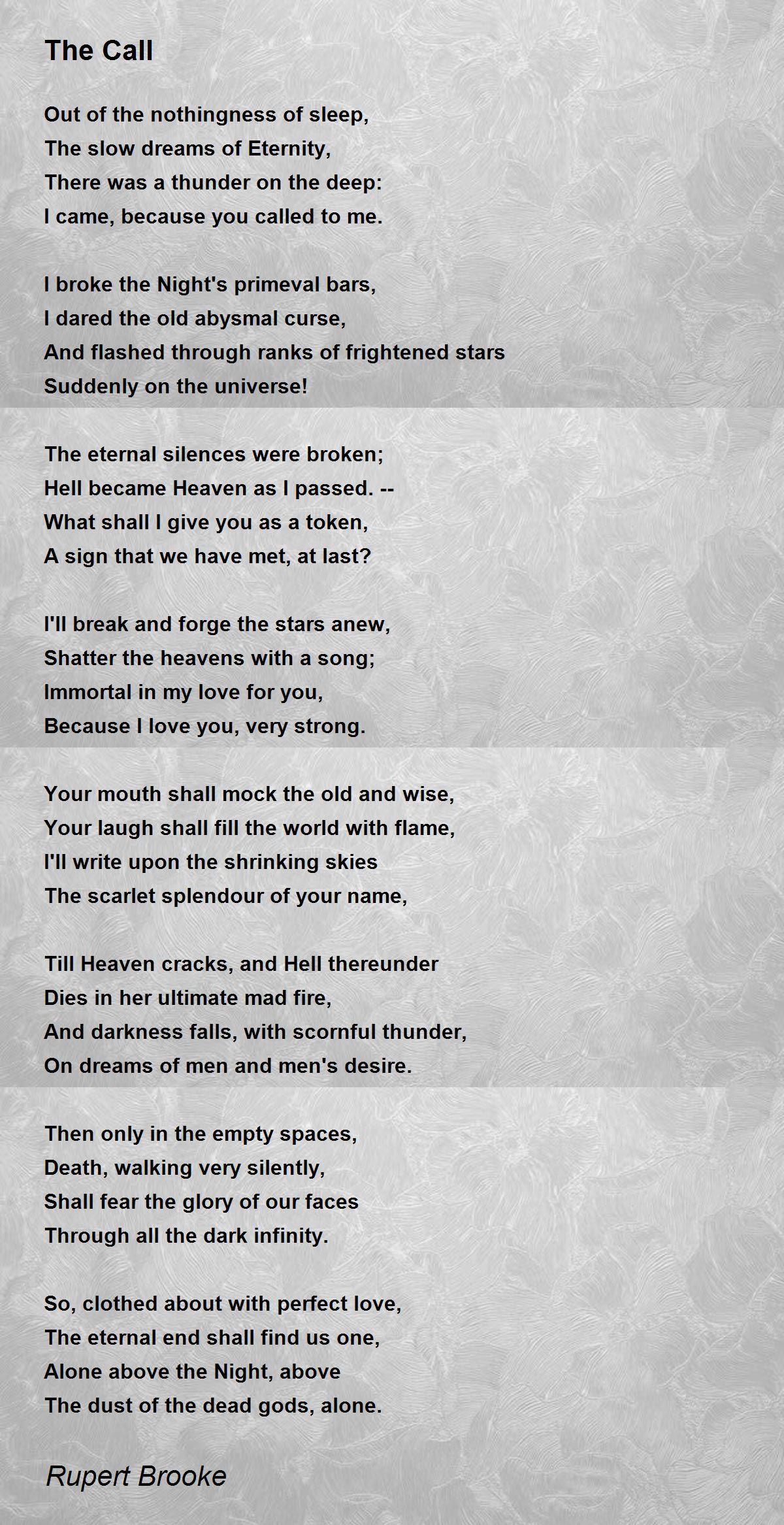 The Call The Call Poem by Rupert Brooke