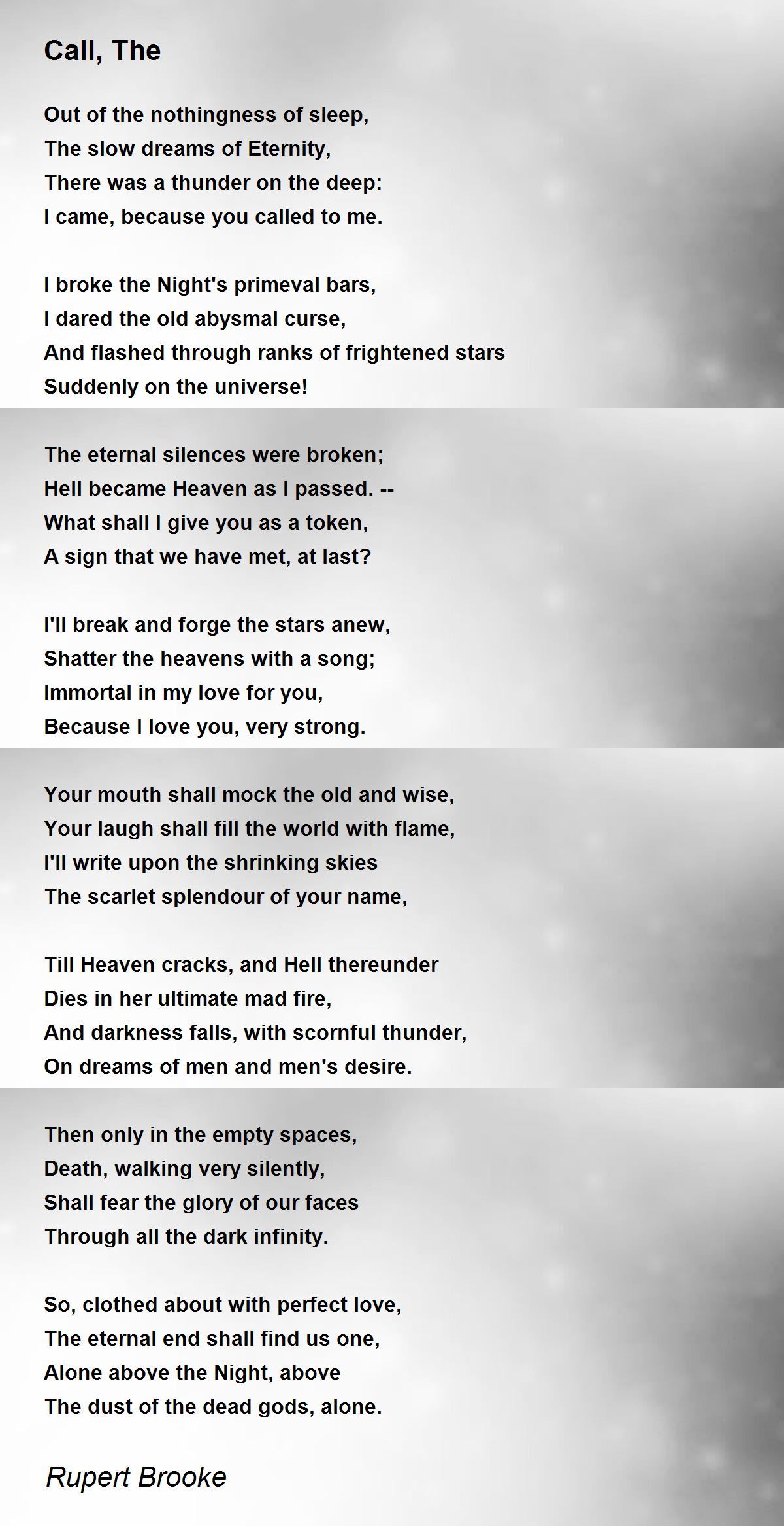 Call, The Poem by Rupert Brooke - Poem Hunter