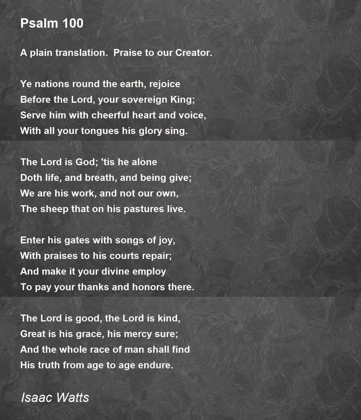 Psalm 100 Poem by Isaac Watts - Poem Hunter