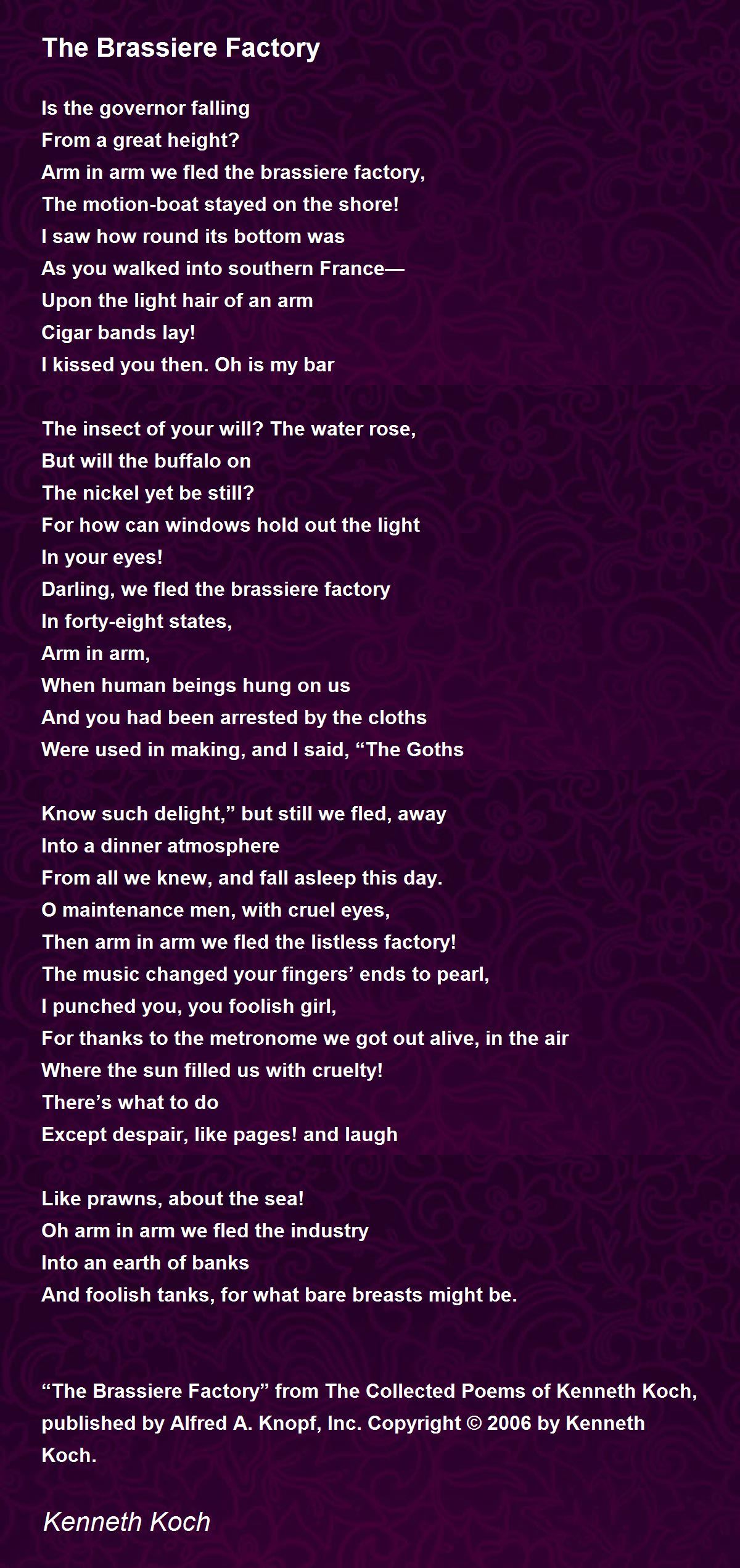 The Brassiere Factory Poem by Koch Poem Hunter