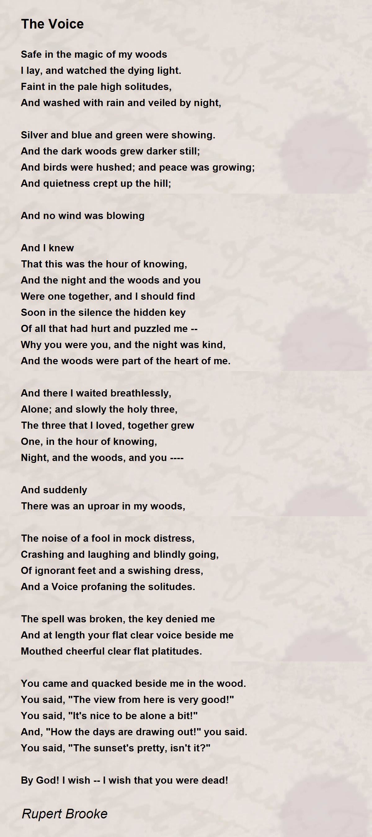 The Voice The Voice Poem by Rupert Brooke