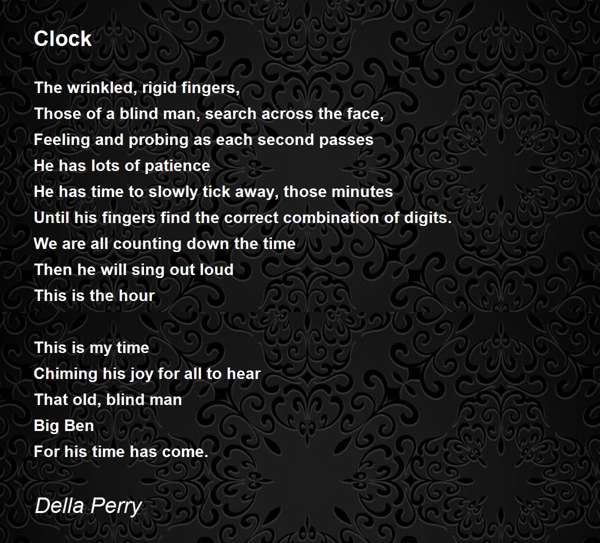 Clock Clock Poem by Della Perry