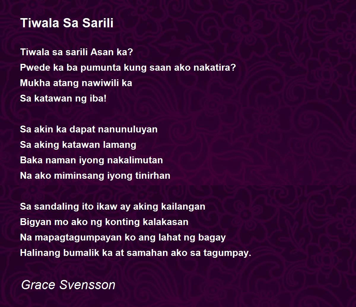 Tiwala Sa Sarili Tiwala Sa Sarili Poem By Grace Svensson | My XXX Hot Girl