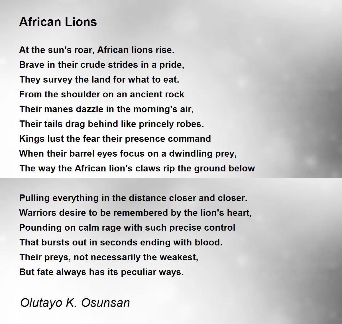 African Lions African Lions Poem by Olutayo K Osunsan