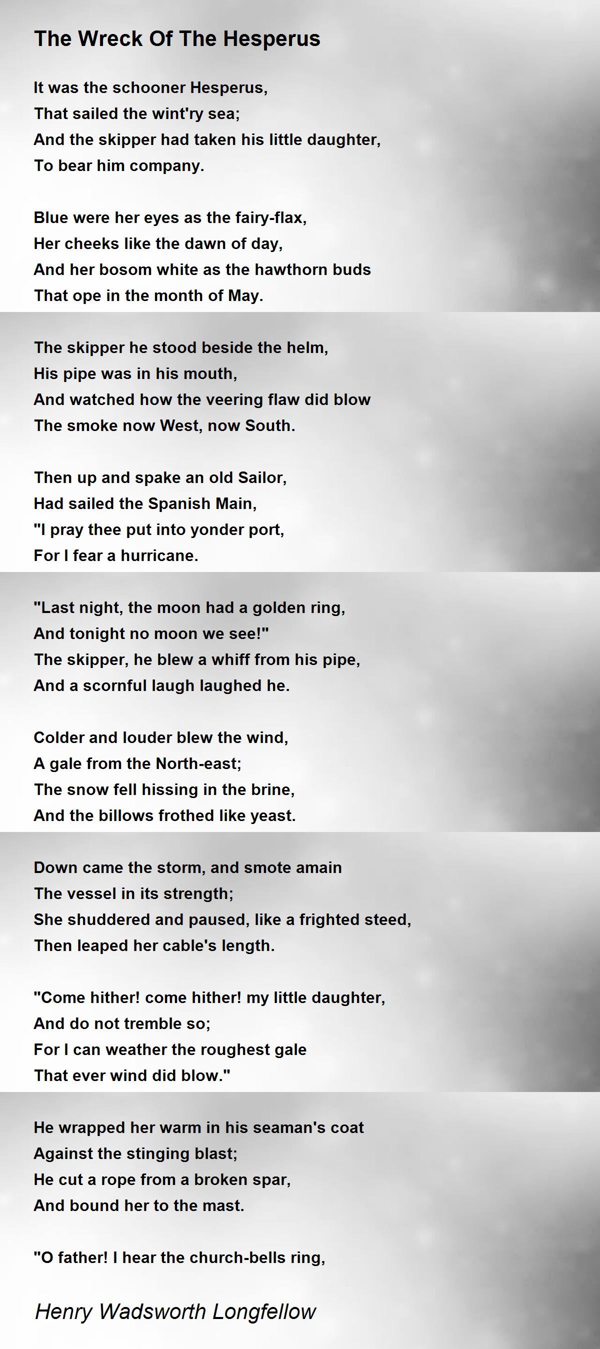 The Wreck Of The Hesperus Poem by Henry Wadsworth Longfellow - Poem Hunter