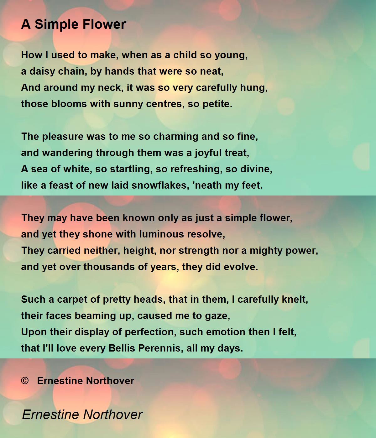 A Simple Flower A Simple Flower Poem by Ernestine Northover