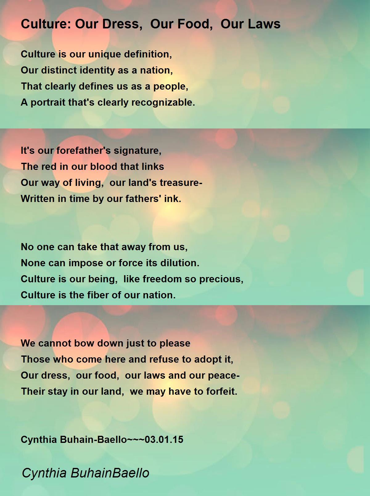 Culture Our Dress, Our Food, Our Laws Culture Our Dress, Our Food