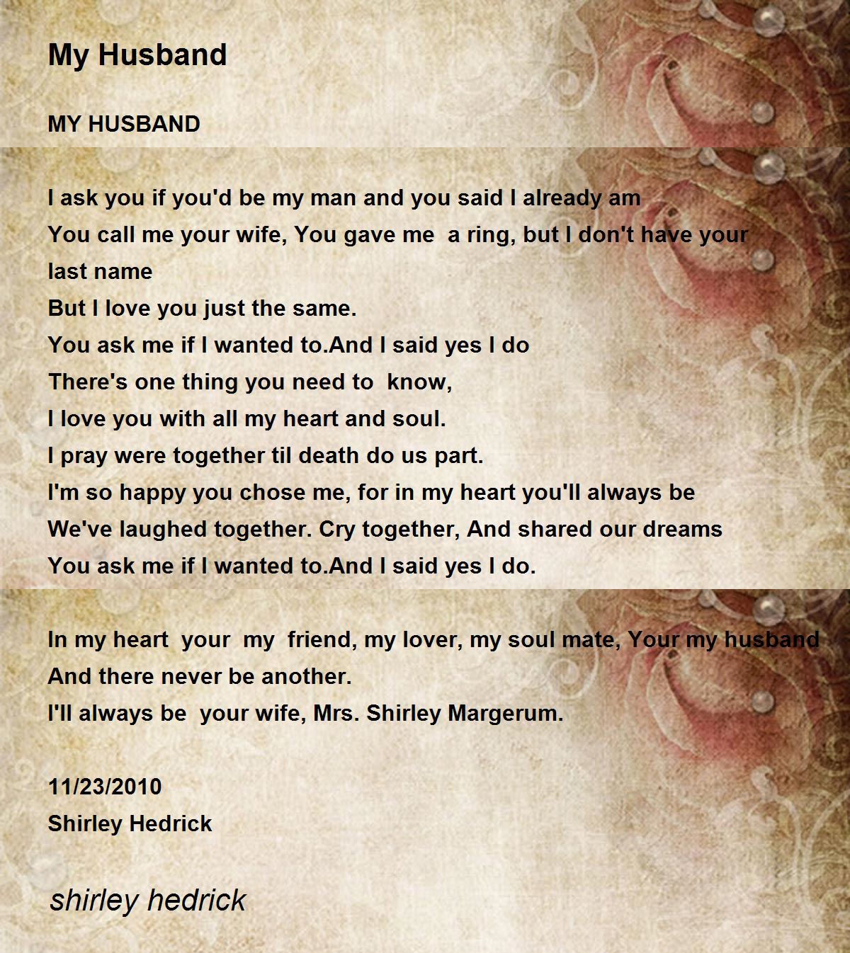 My Husband - My Husband Poem by shirley hedrick