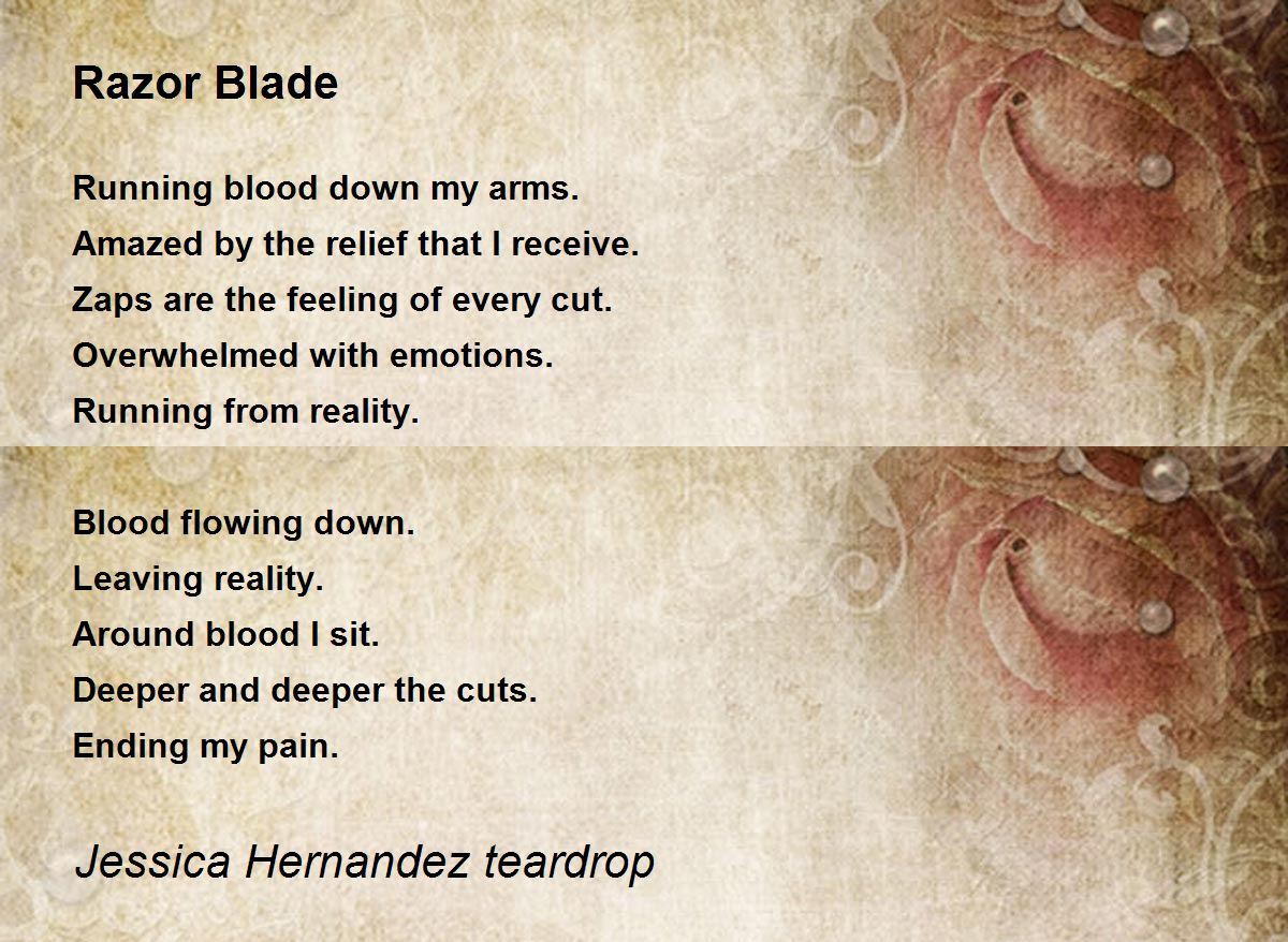 Razor Blade Razor Blade Poem by Lyric Hernandez teardrop