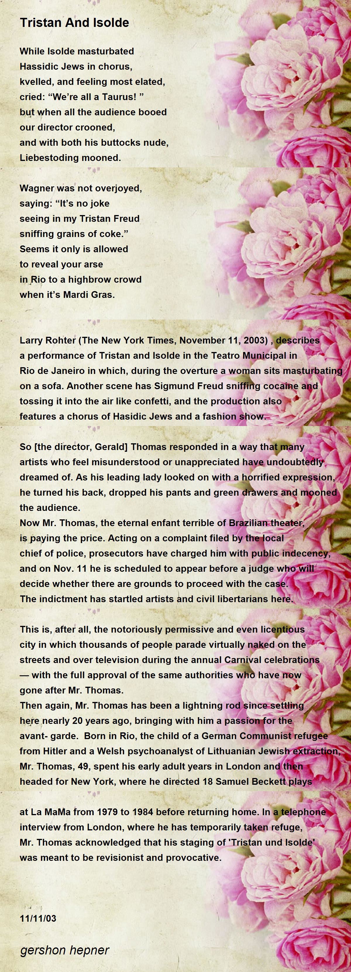 Tristan And Isolde Tristan And Isolde Poem by gershon hepner