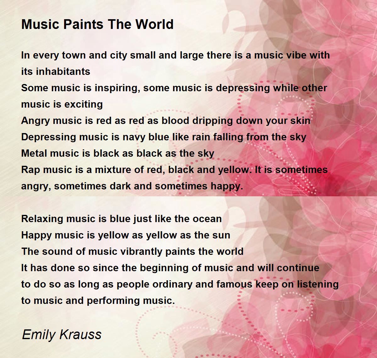 Music Paints The World Music Paints The World Poem by Emily Krauss