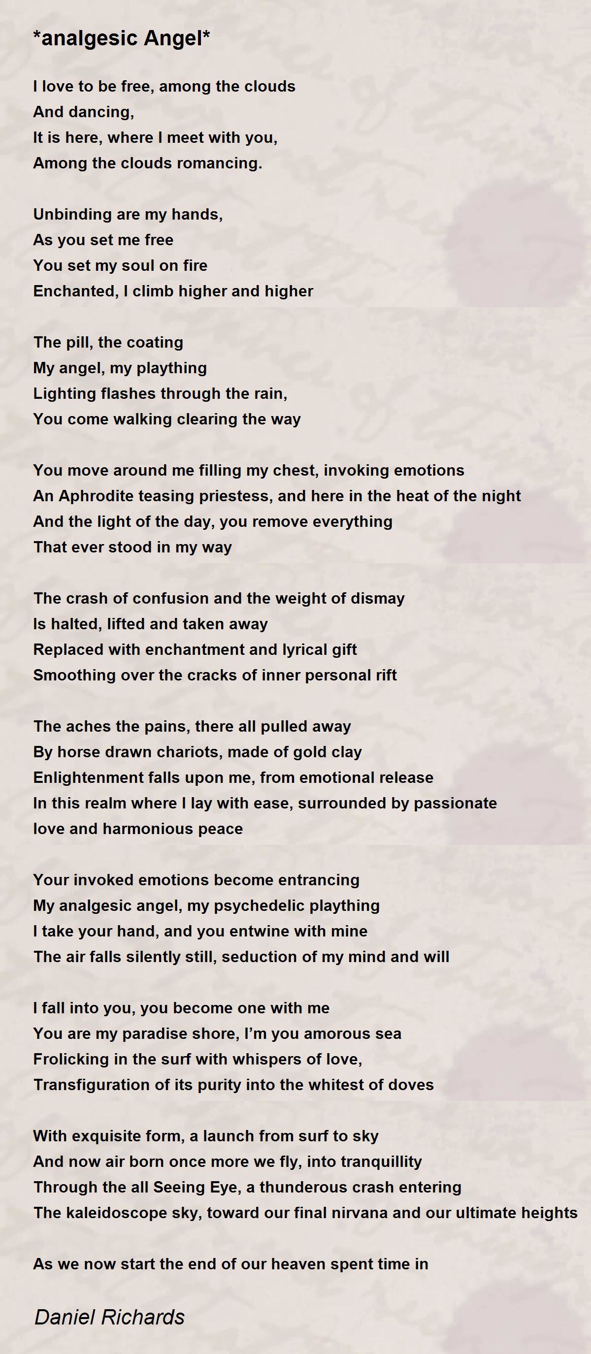 *analgesic Angel* - *analgesic Angel* Poem by Daniel Richards