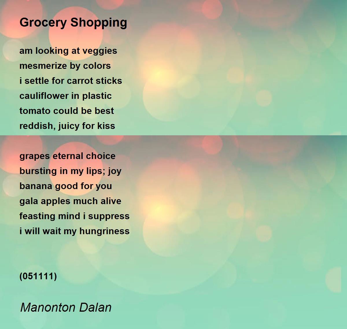 Grocery Shopping Grocery Shopping Poem by Manonton Dalan