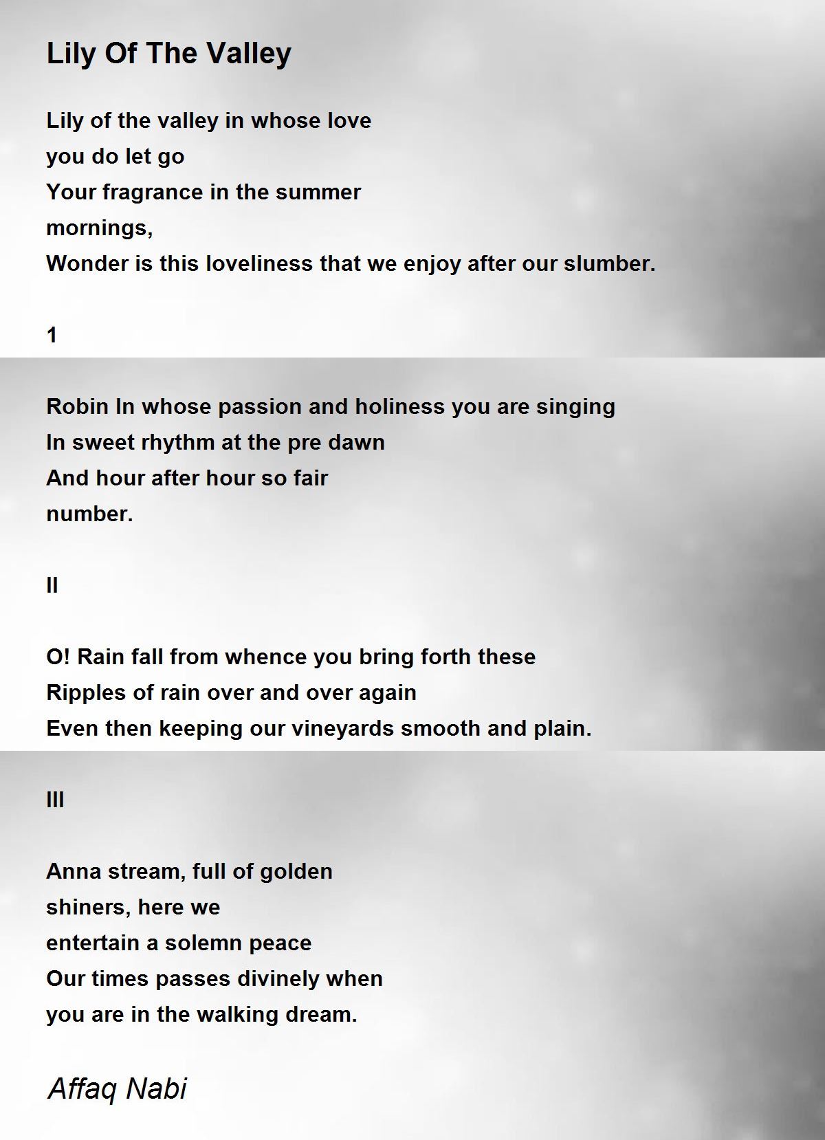 Lily Of The Valley by AFFAQ NABI Lily Of The Valley Poem