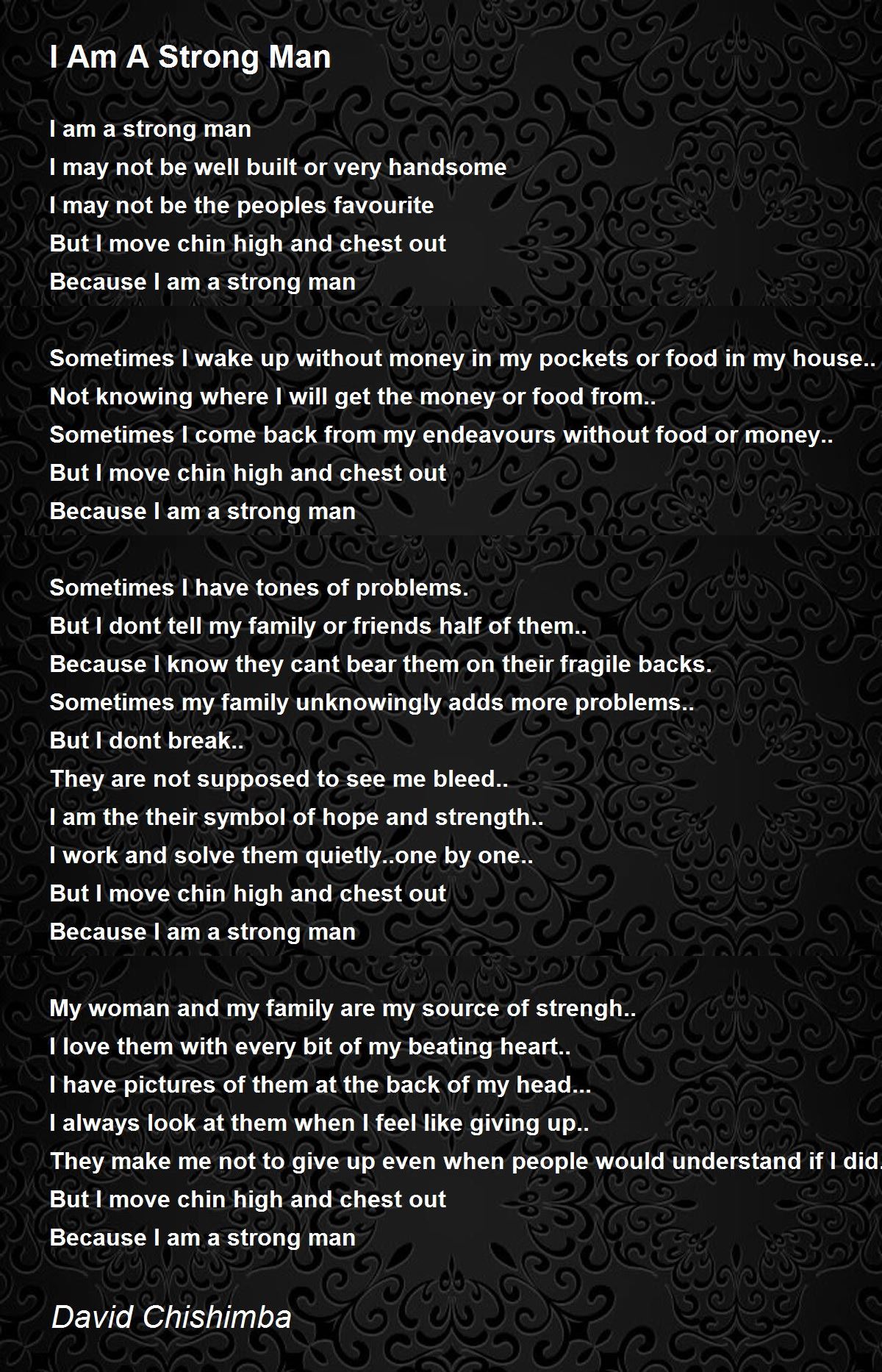 I Am A Strong Man by David Chishimba - I Am A Strong Man Poem