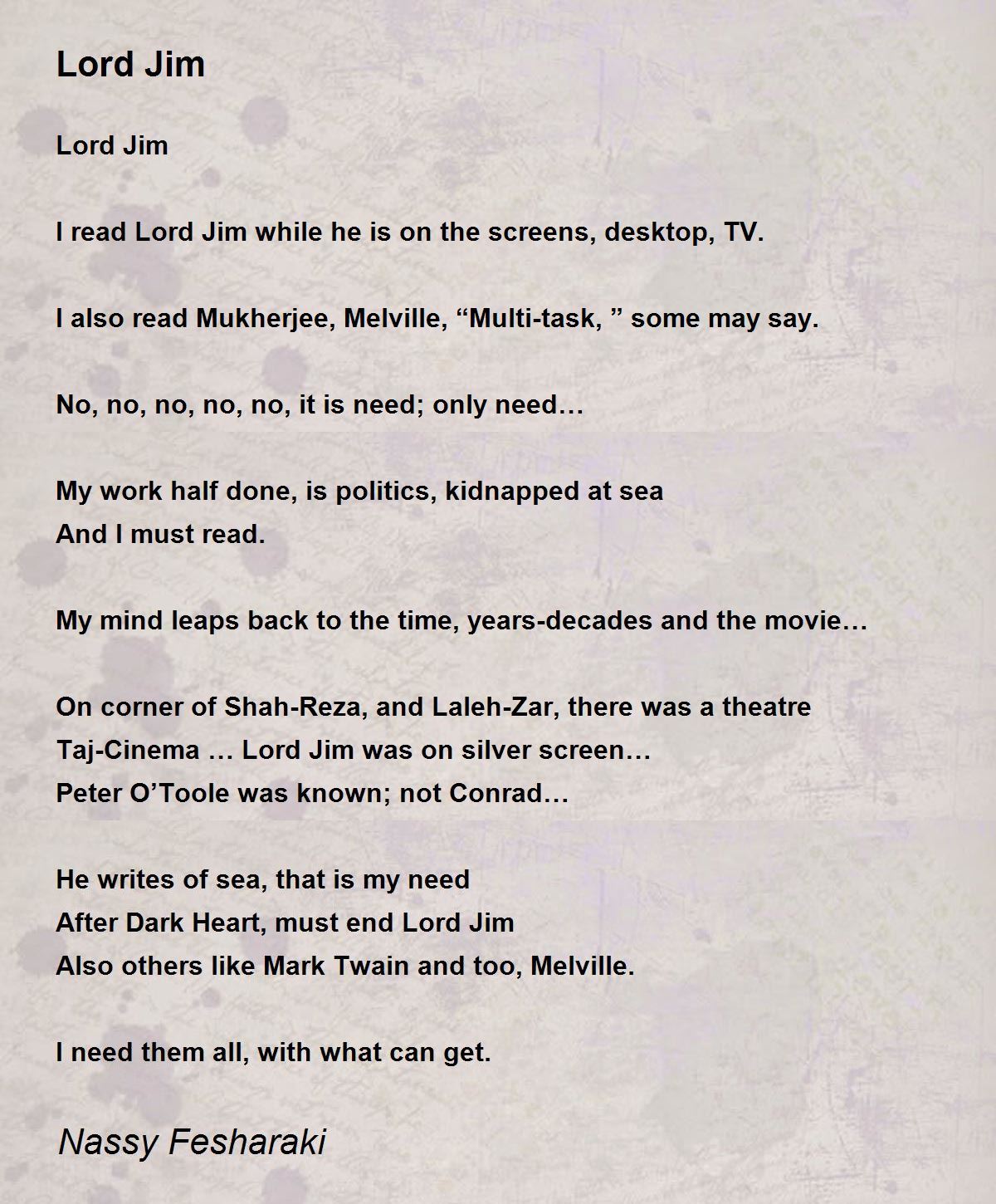 Lord Jim Lord Jim Poem by Nassy Fesharaki