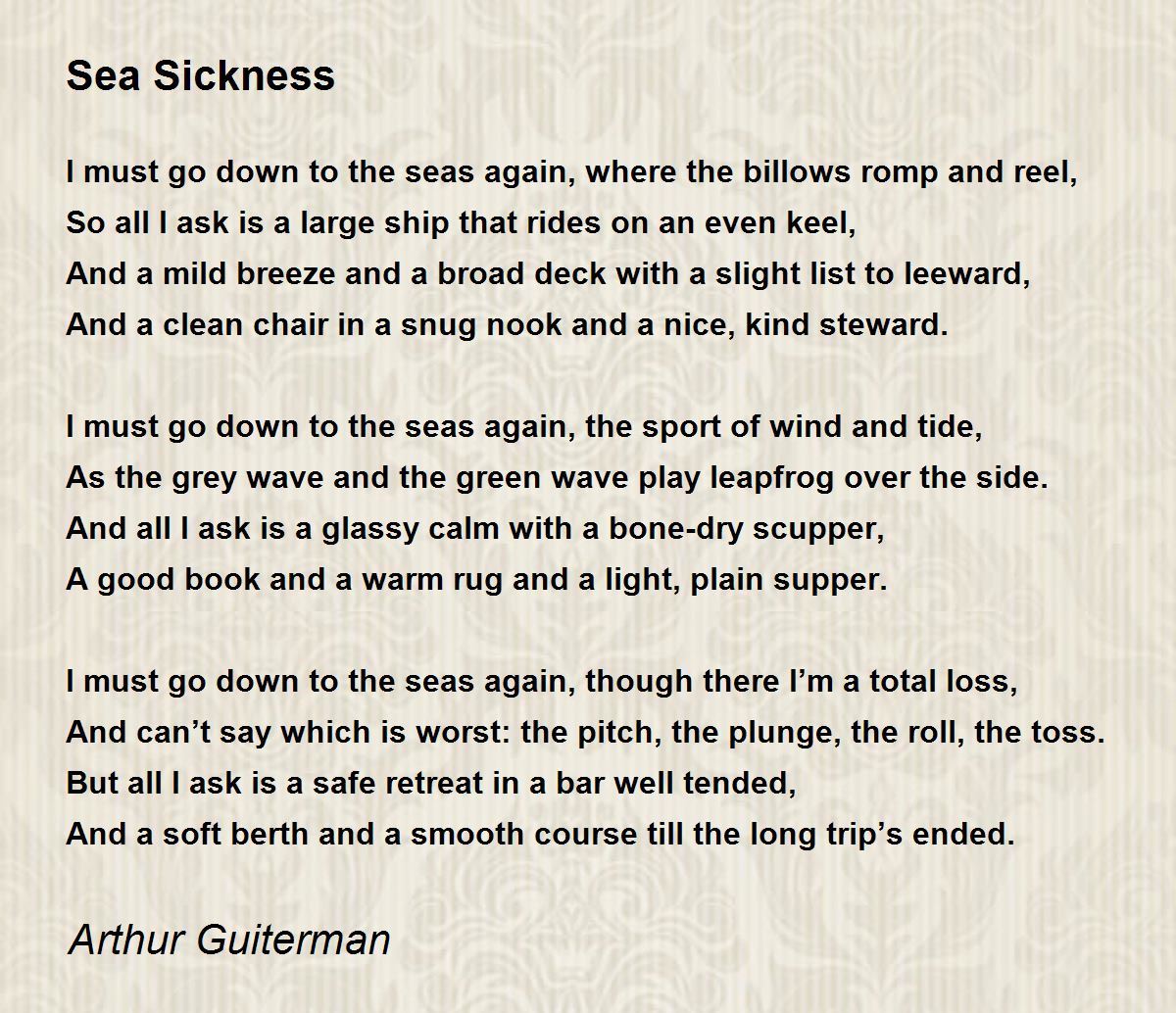Sea Sickness Sea Sickness Poem by Arthur Guiterman