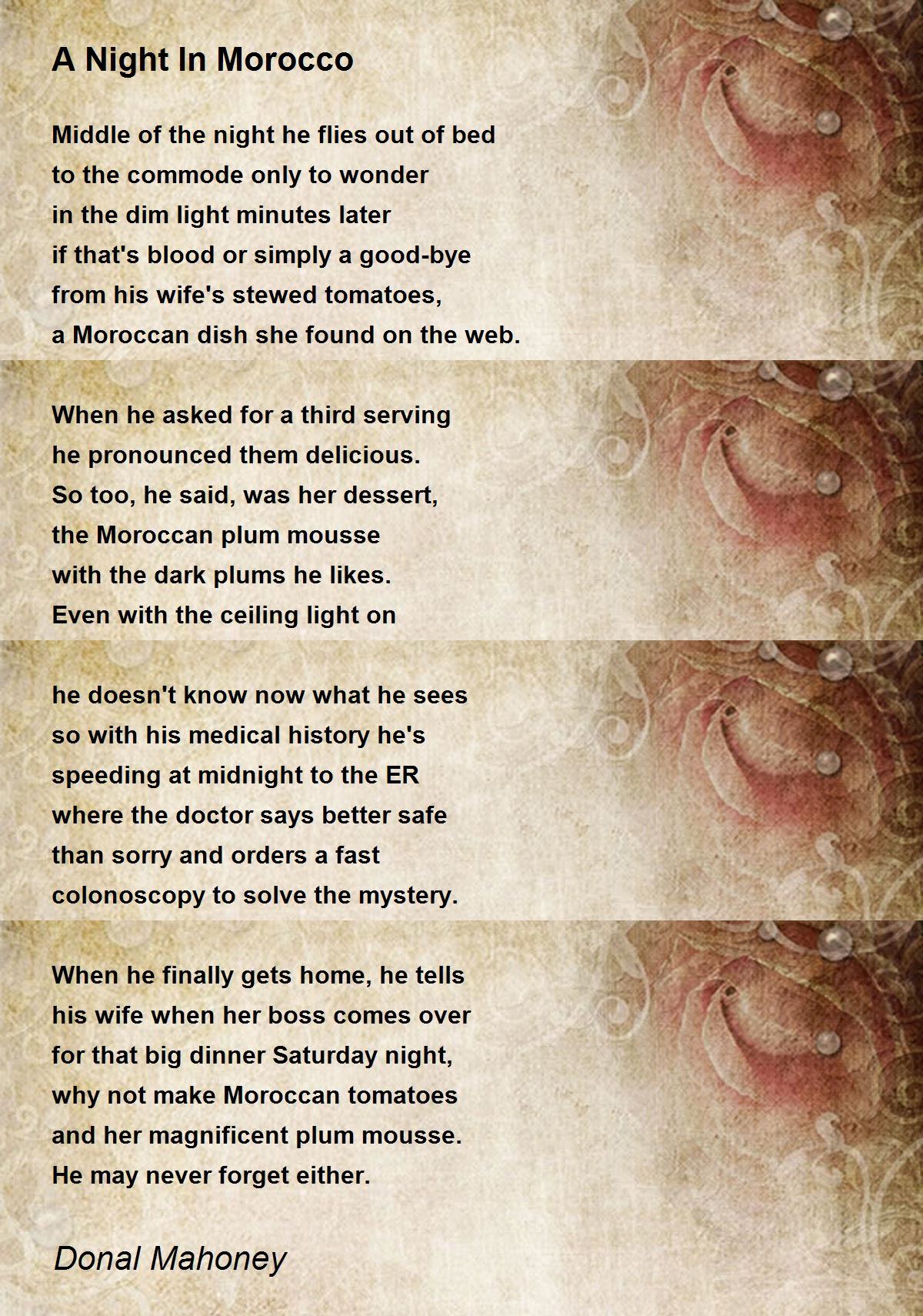 A Night In Morocco Poem by Donal Mahoney - Poem Hunter