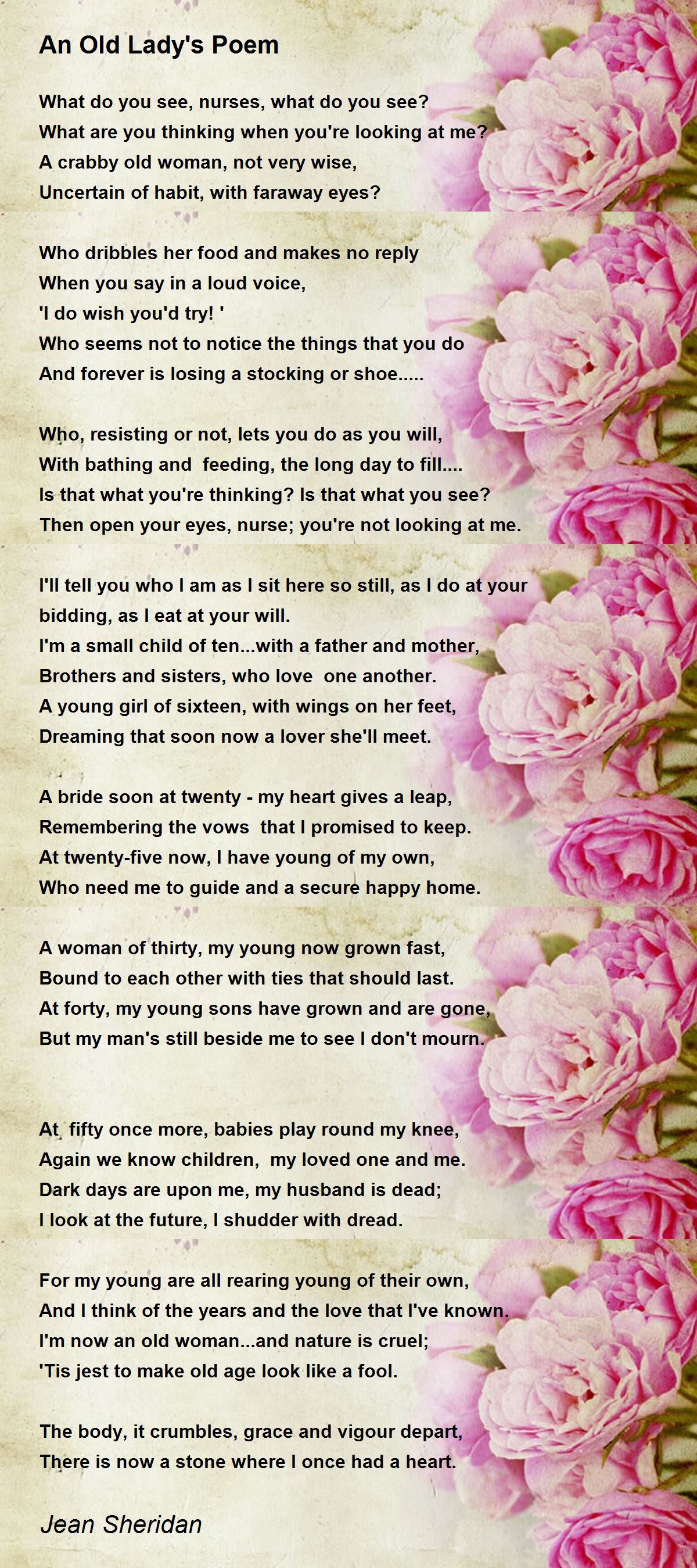 An Old Lady's Poem - An Old Lady's Poem Poem by Jean Sheridan