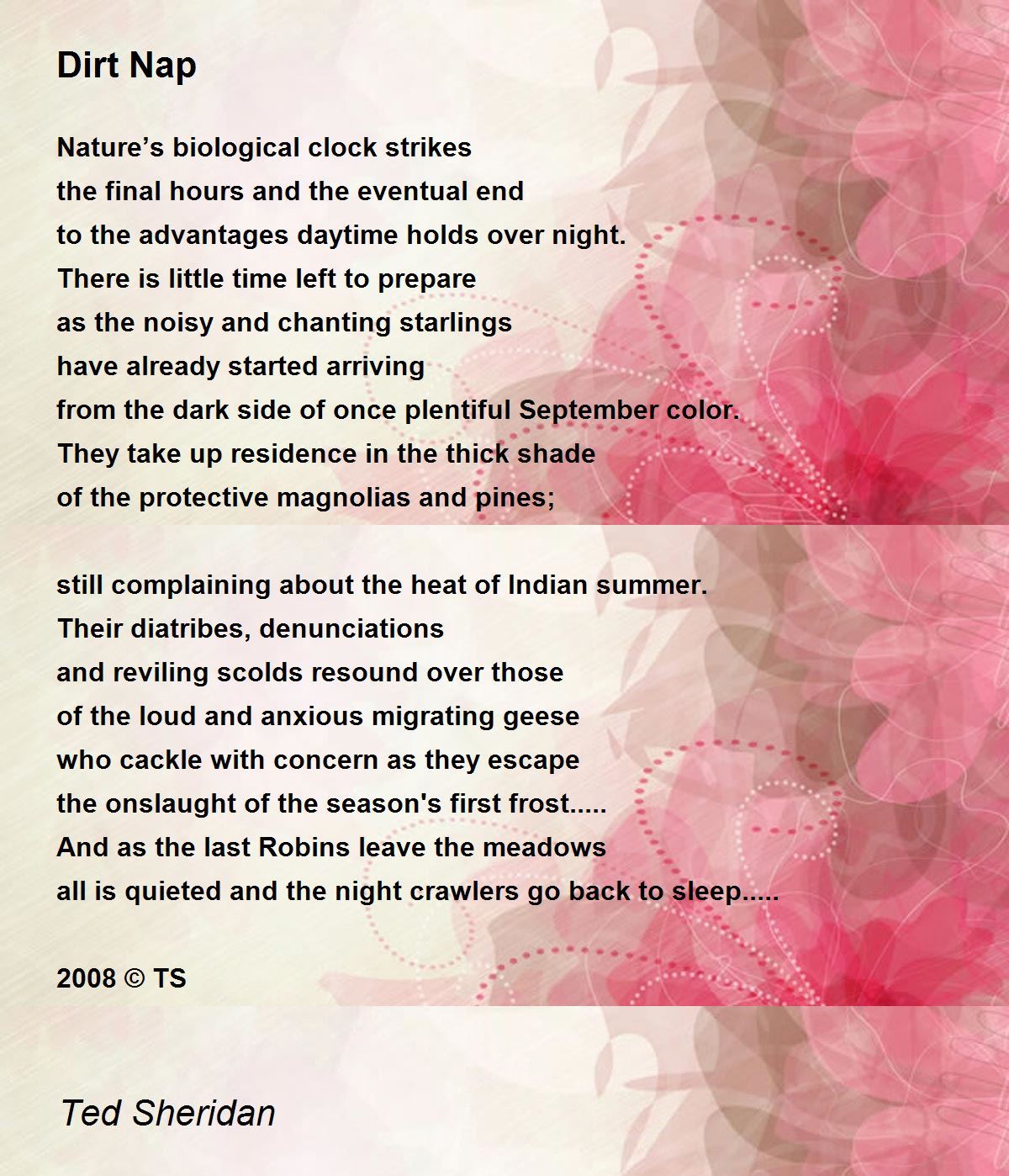 Dirt Nap by Ted Sheridan Dirt Nap Poem