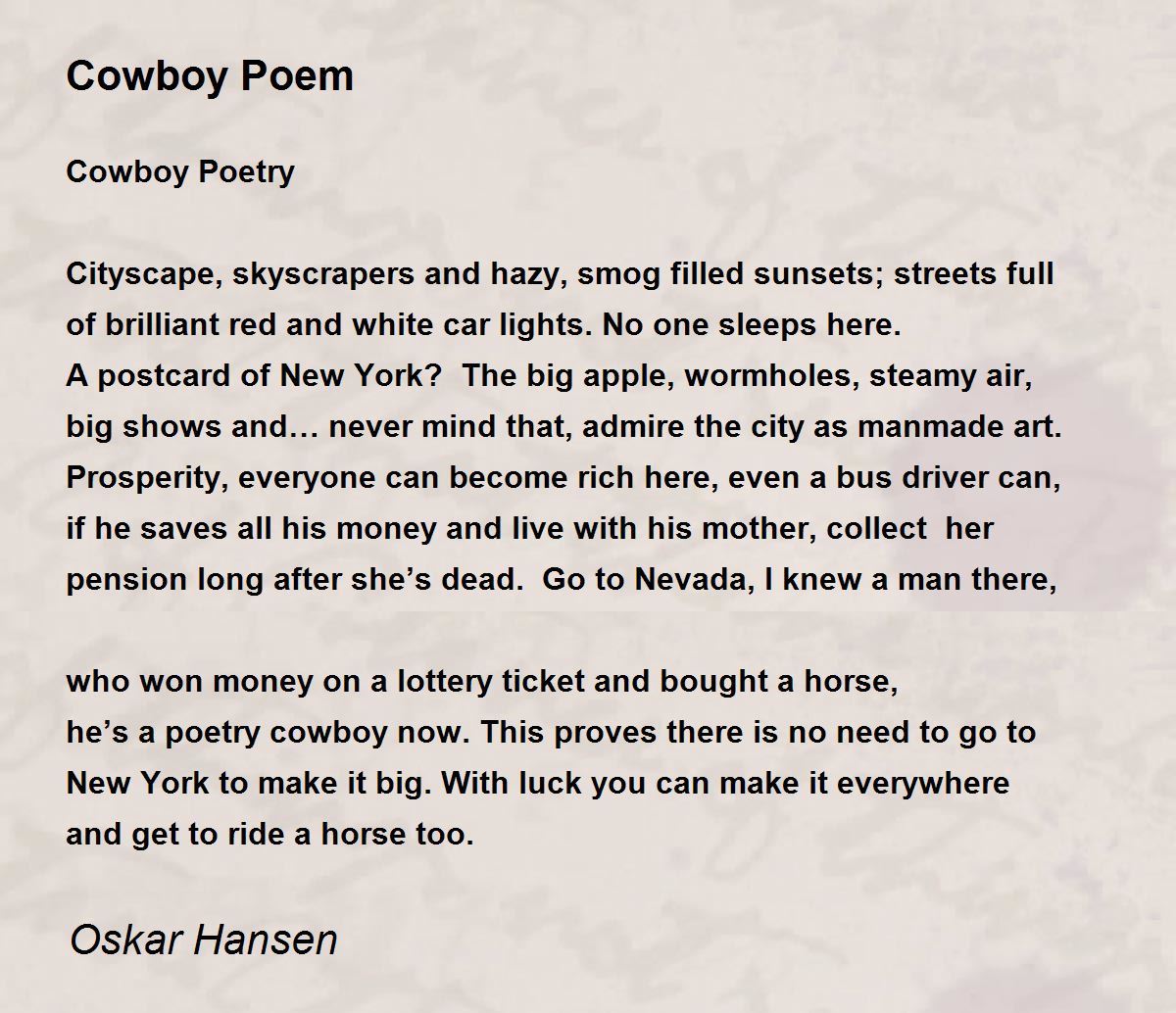 Cowboy Poem Cowboy Poem Poem By Jan Oskar Hansen