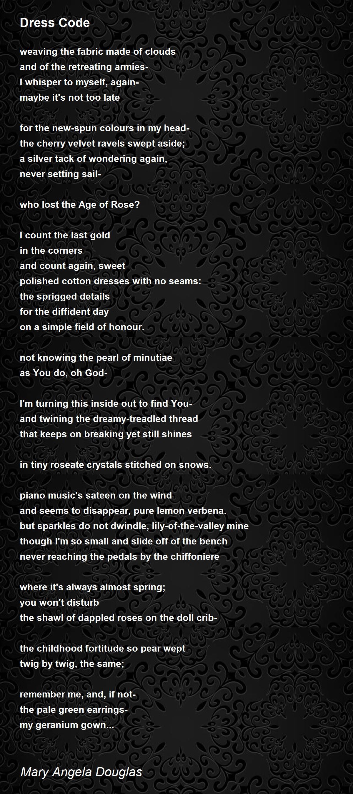 Dress Code Dress Code Poem by Mary Angela Douglas