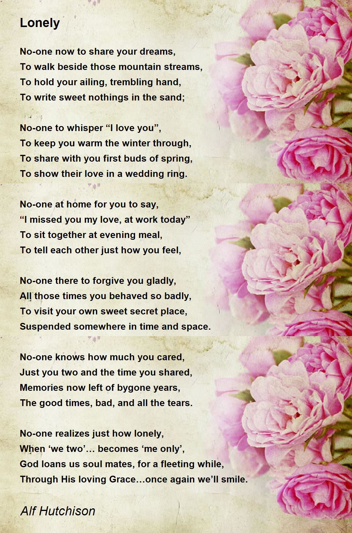 Lonely Poem by Alf Hutchison Poem Hunter