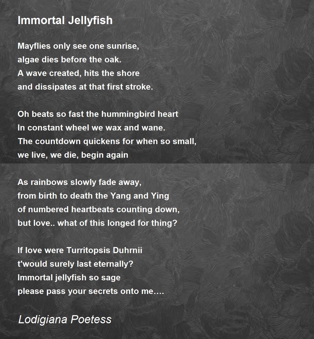 Immortal Jellyfish Immortal Jellyfish Poem by Lodigiana Poetess