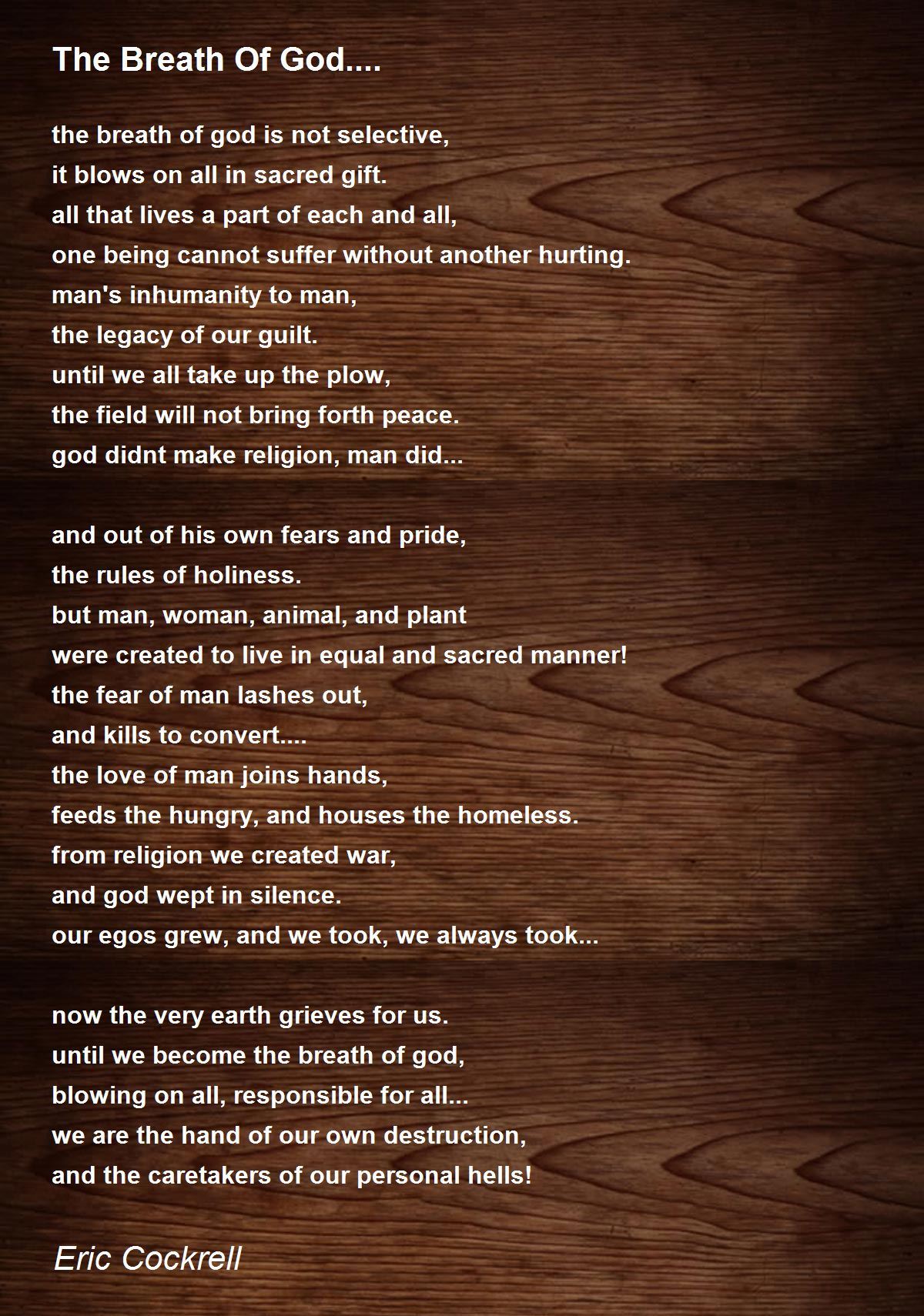 The Breath Of God.... Poem by Eric Cockrell - Poem Hunter