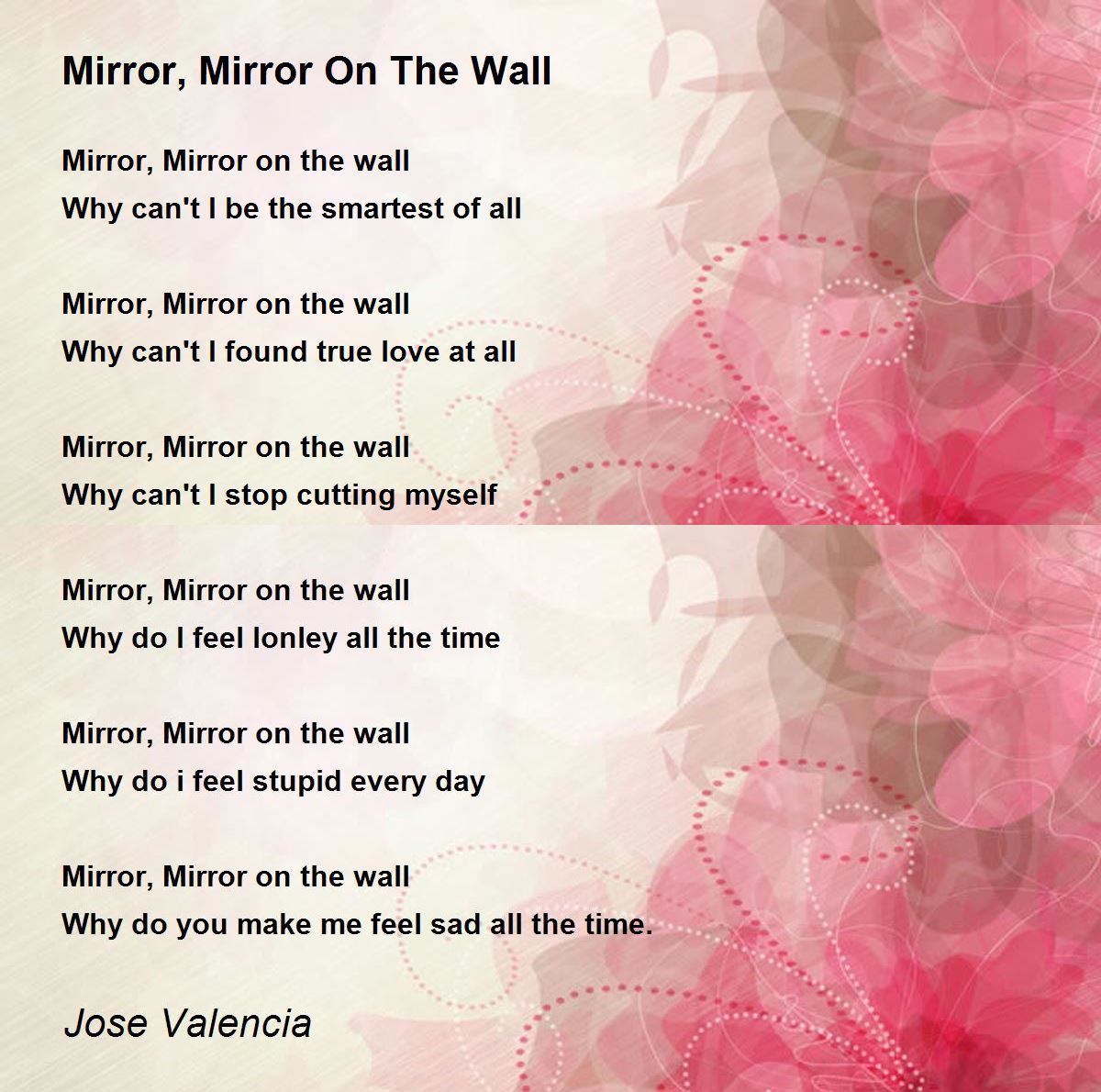 Mirror, Mirror On The Wall Mirror, Mirror On The Wall Poem by Jose