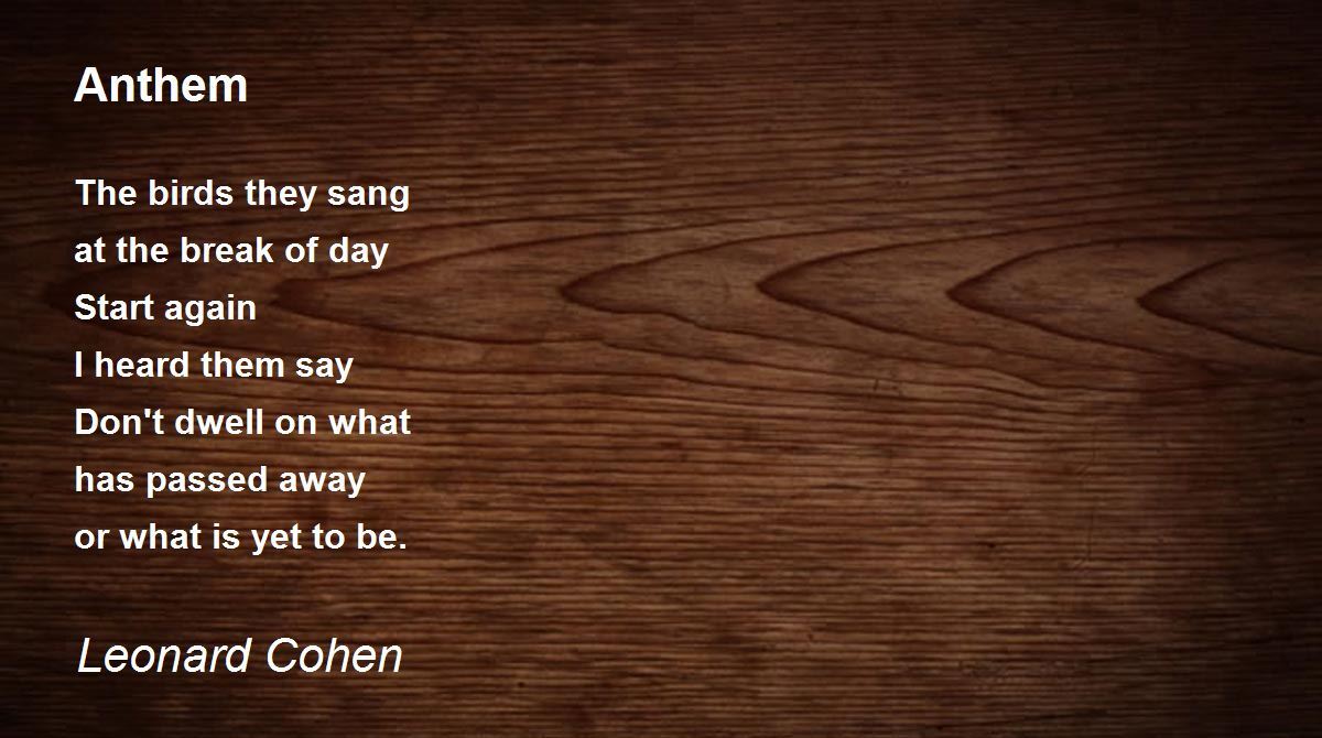 Anthem Anthem Poem by Leonard Cohen