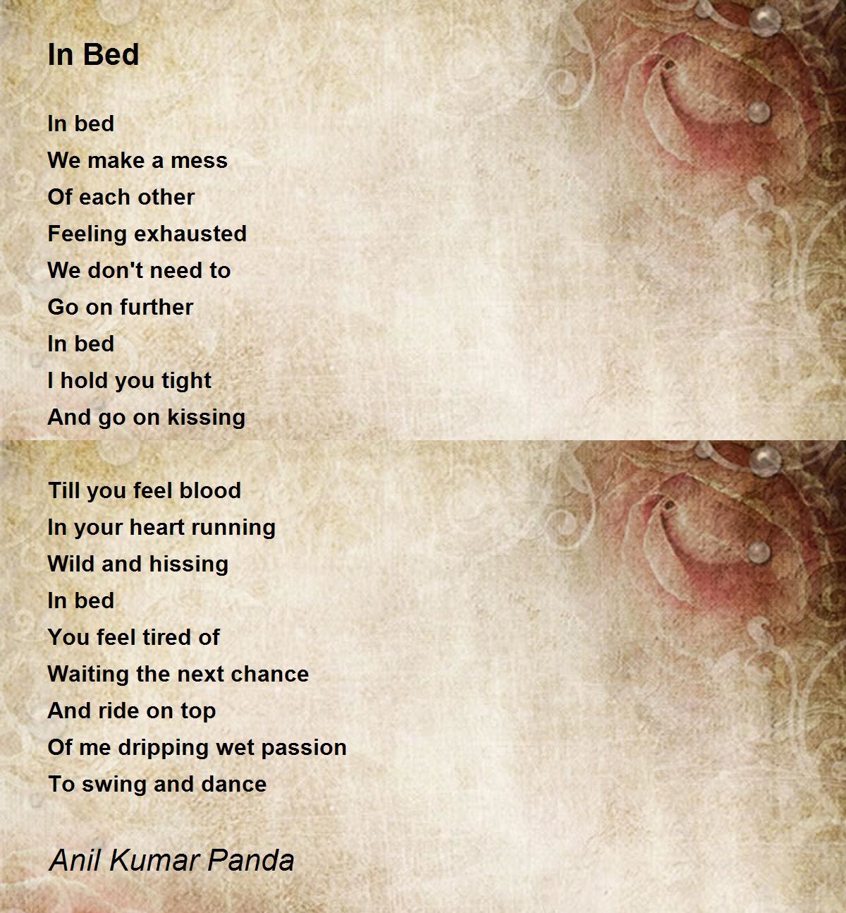 In Bed by Anil Kumar Panda In Bed Poem
