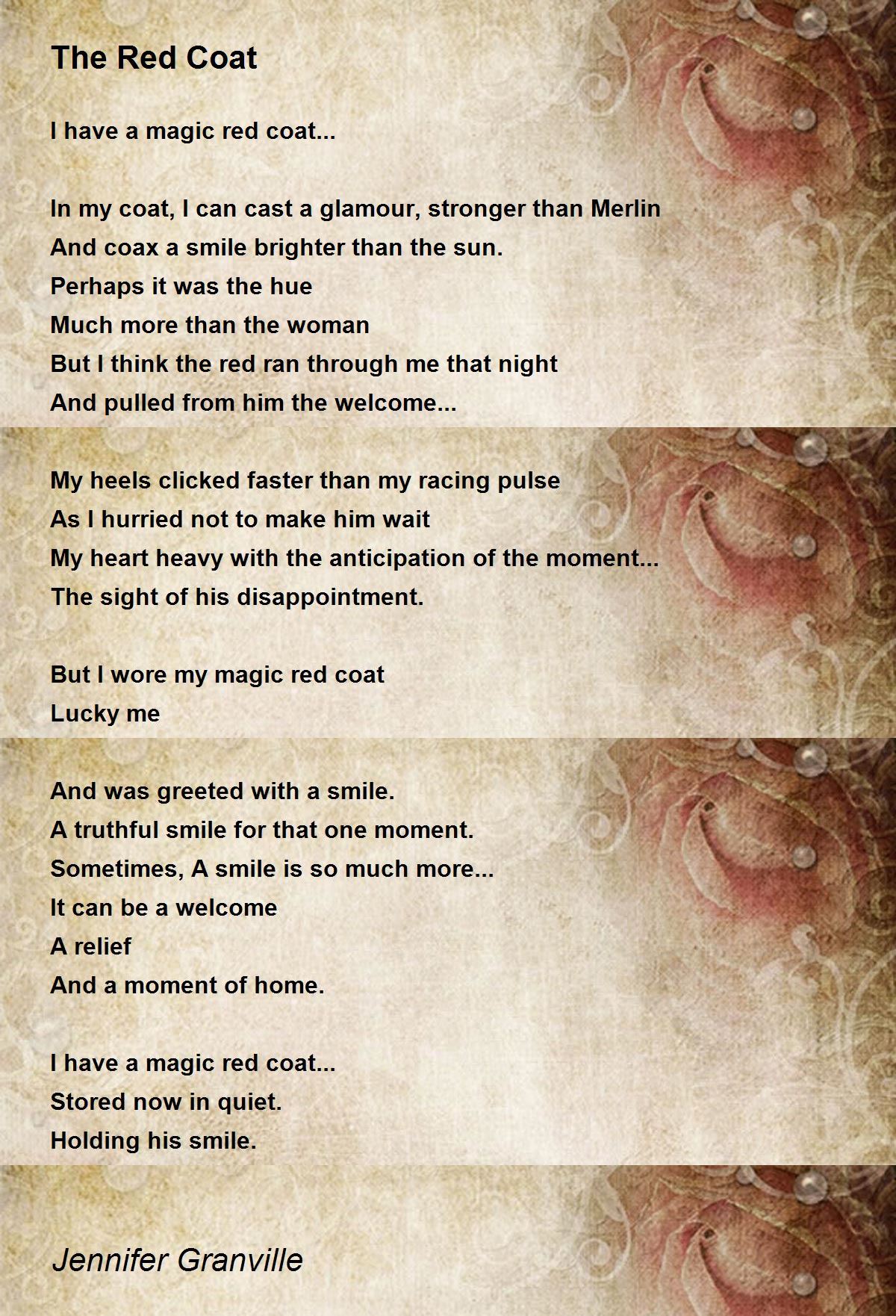 The Red Coat by Jennifer Granville The Red Coat Poem