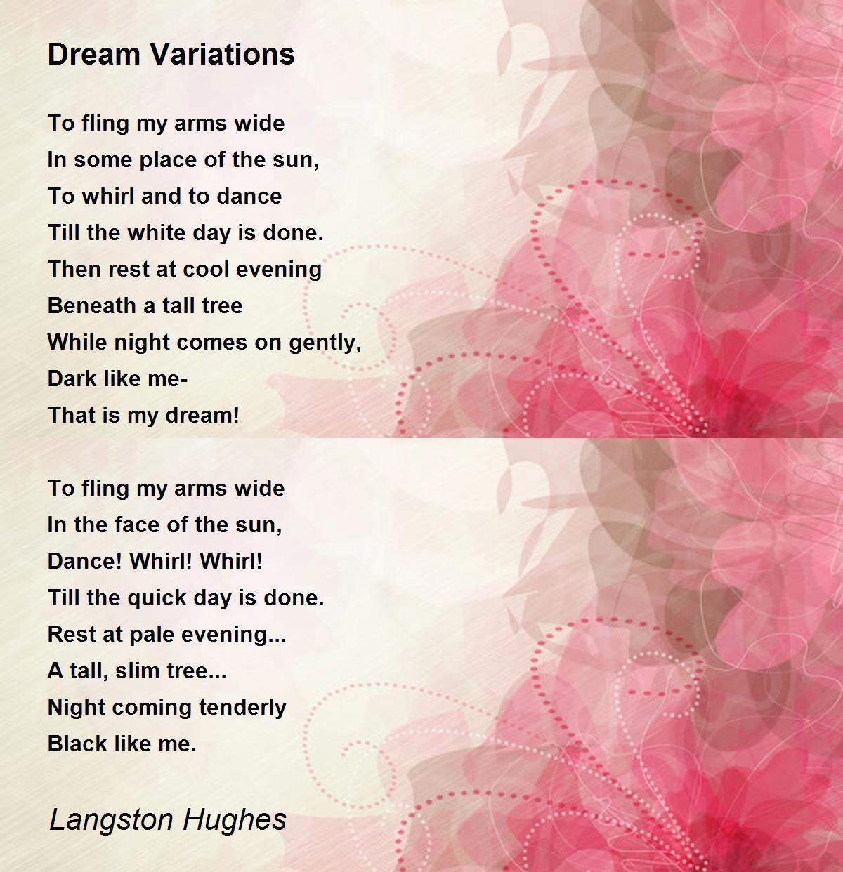 what is the theme of dream variations by langston hughes