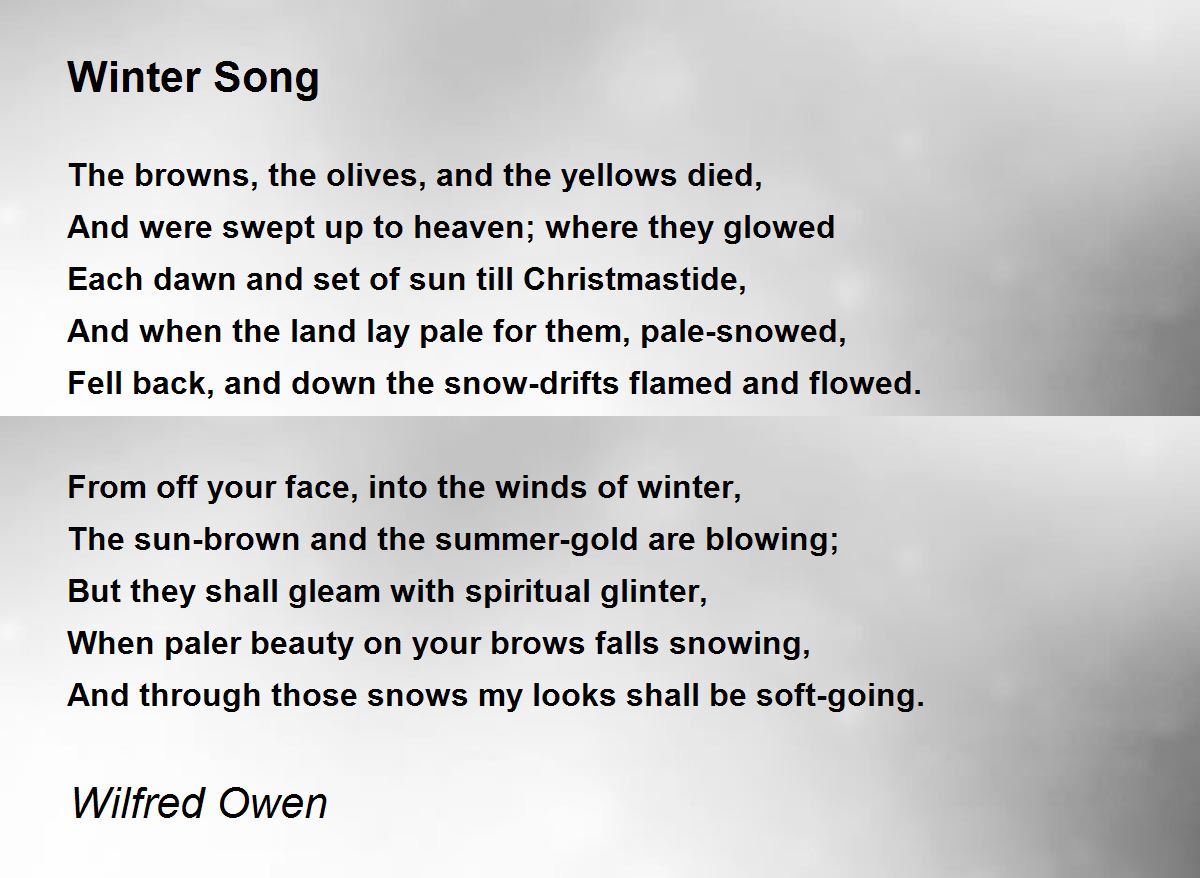Download Winter Song Poem by Wilfred Owen - Poem Hunter