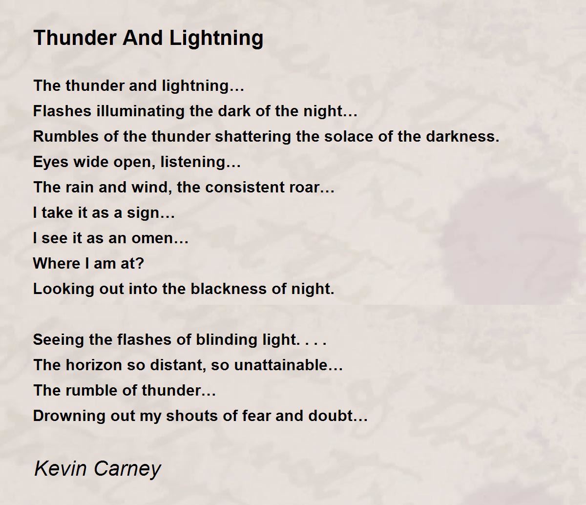 Thunder And Lightning Thunder And Lightning Poem by Kevin Carney