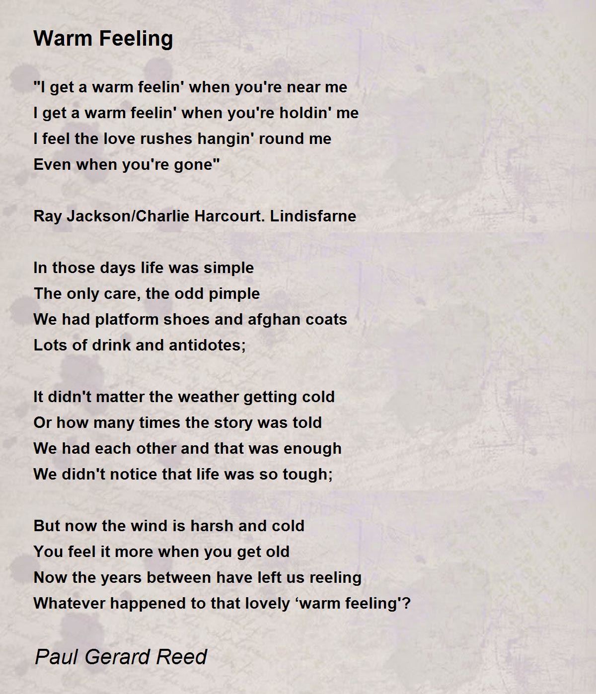 Warm Feeling Poem by Paul Reed Poem Hunter