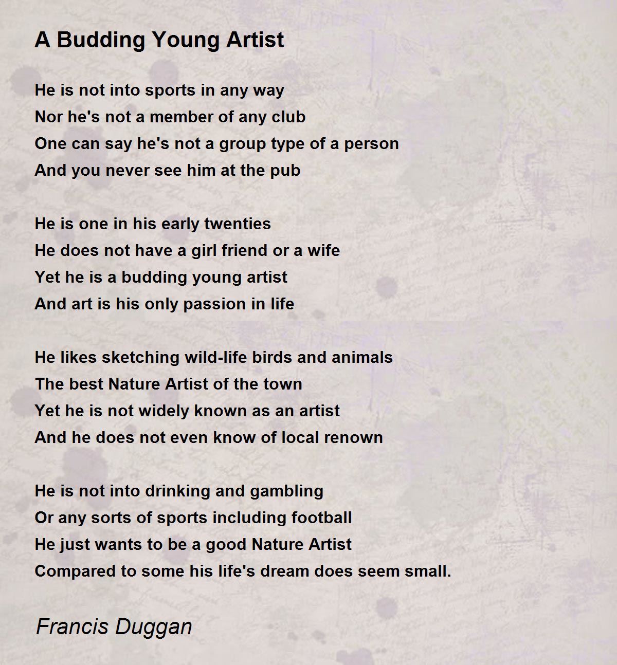 A Budding Young Artist A Budding Young Artist Poem by Francis Duggan