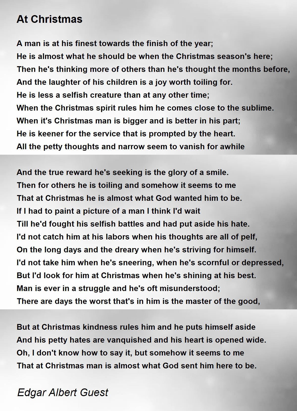 At Christmas Poem by Edgar Albert Guest - Poem Hunter