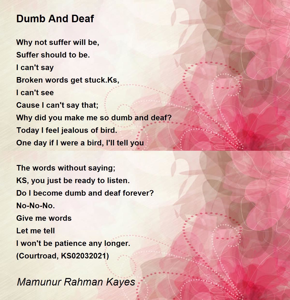 Dumb And Deaf Dumb And Deaf Poem by Mamunur Rahman Kayes
