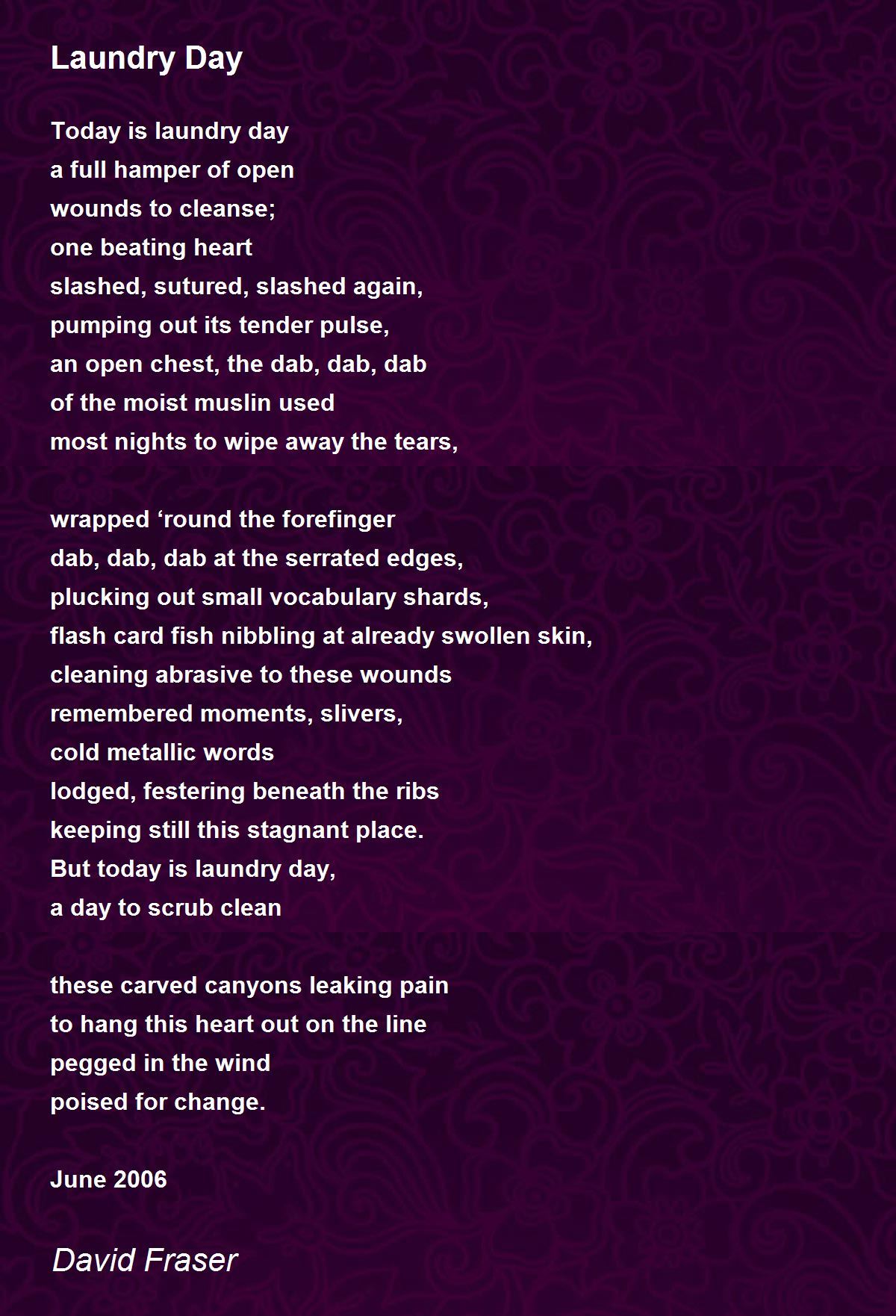 Laundry Day by David Fraser Laundry Day Poem