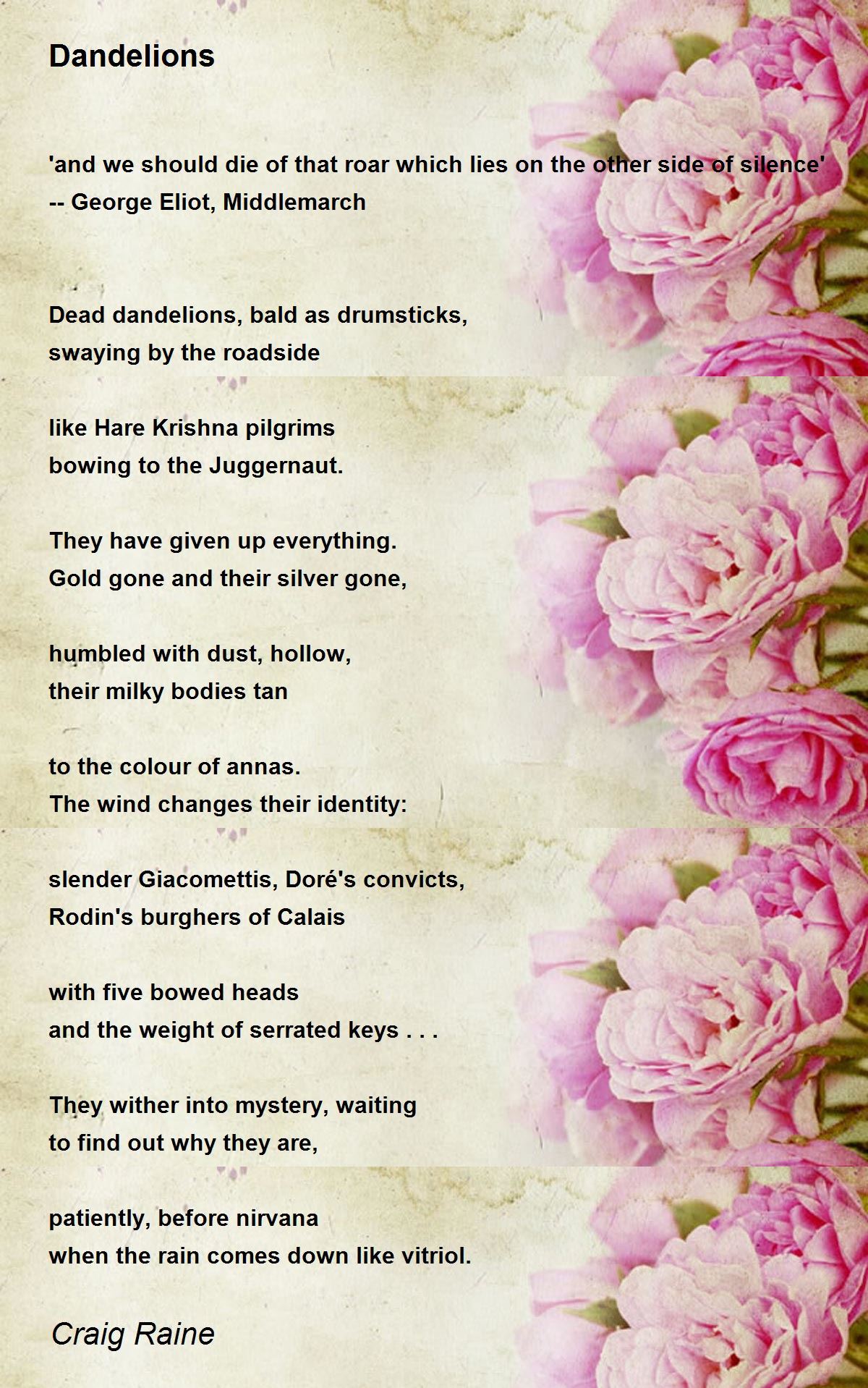 Dandelions Poem by Craig Raine Poem Hunter