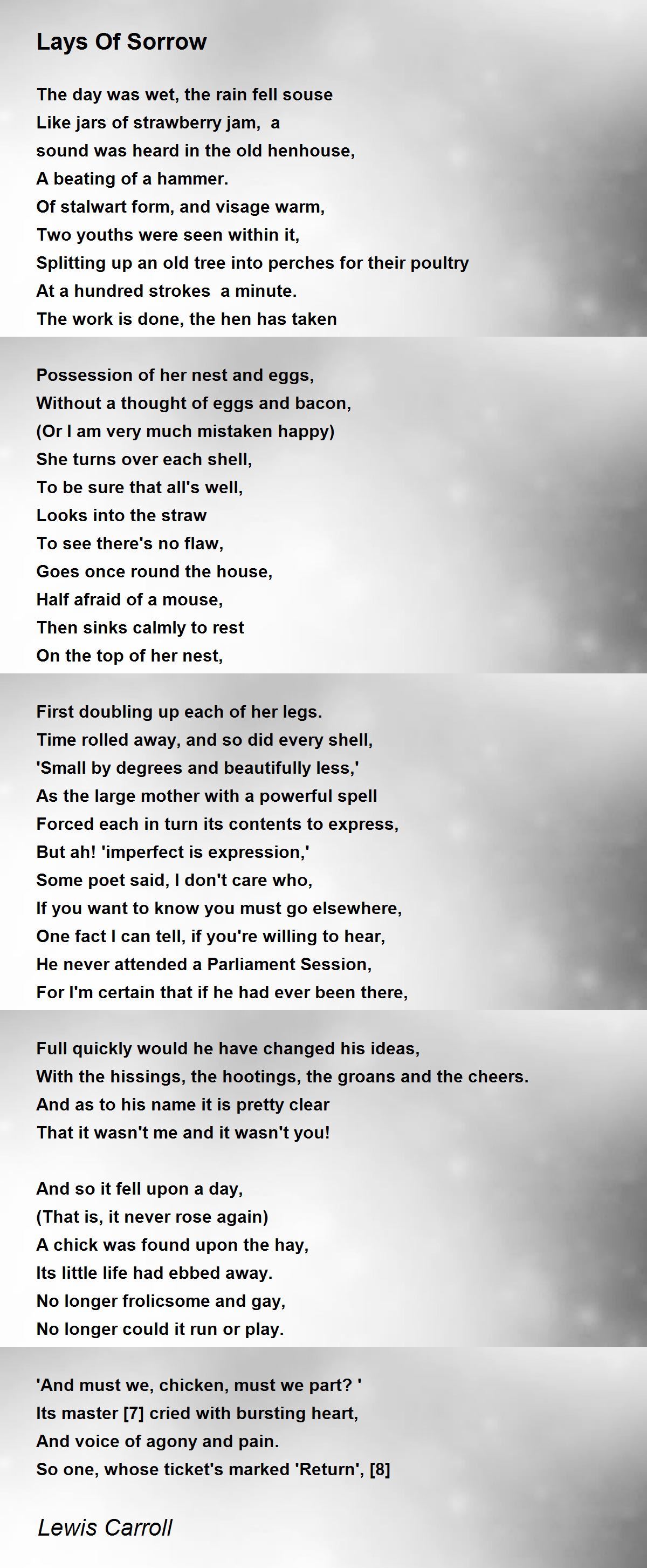 Lays Of Sorrow - Lays Of Sorrow Poem by Lewis Carroll