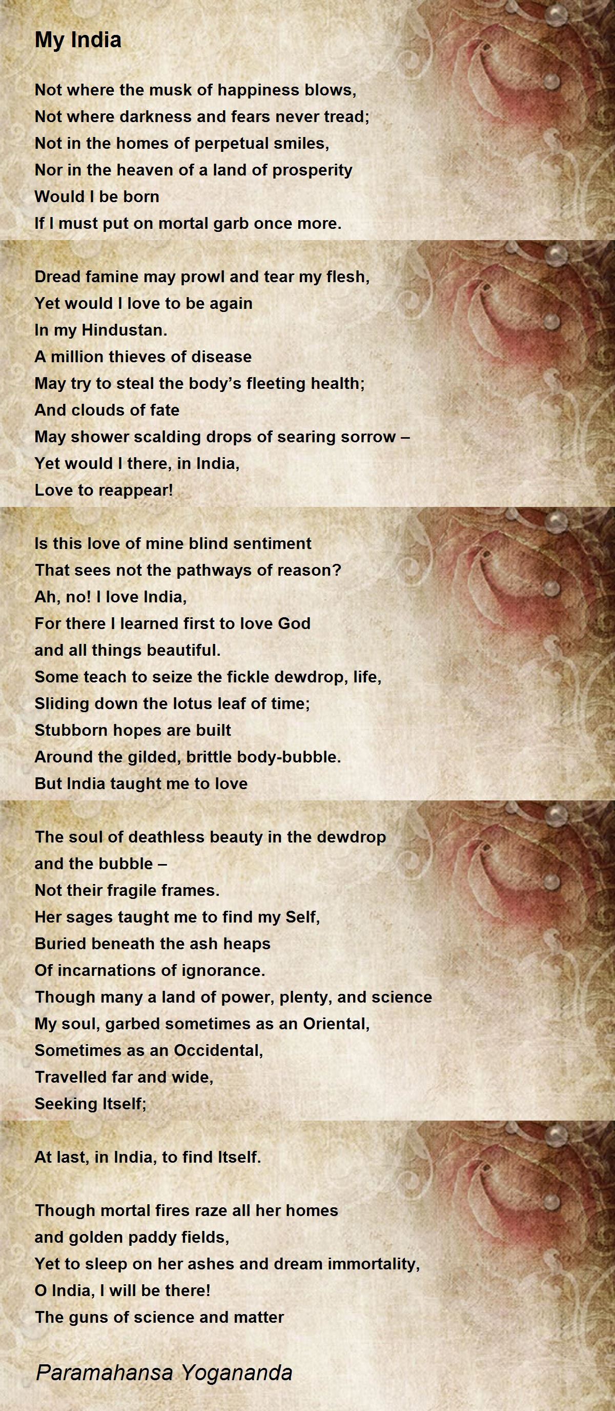 My India Poem by Paramahansa Yogananda - Poem Hunter