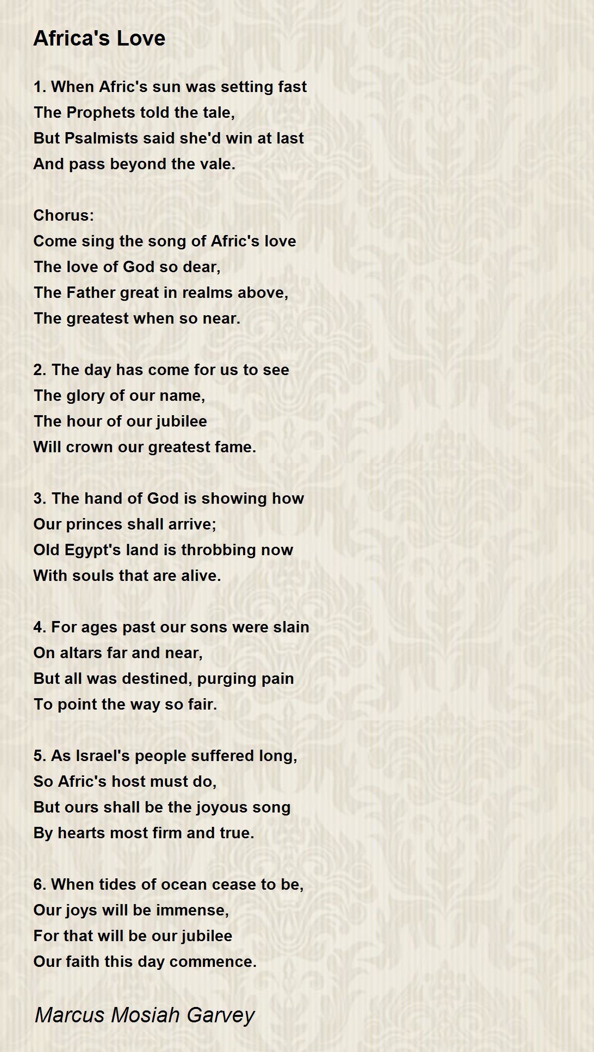 Africa's Love Africa's Love Poem by Marcus Mosiah Garvey