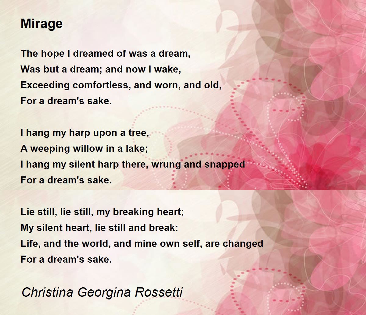 Mirage Poem by Christina Georgina Rossetti - Poem Hunter