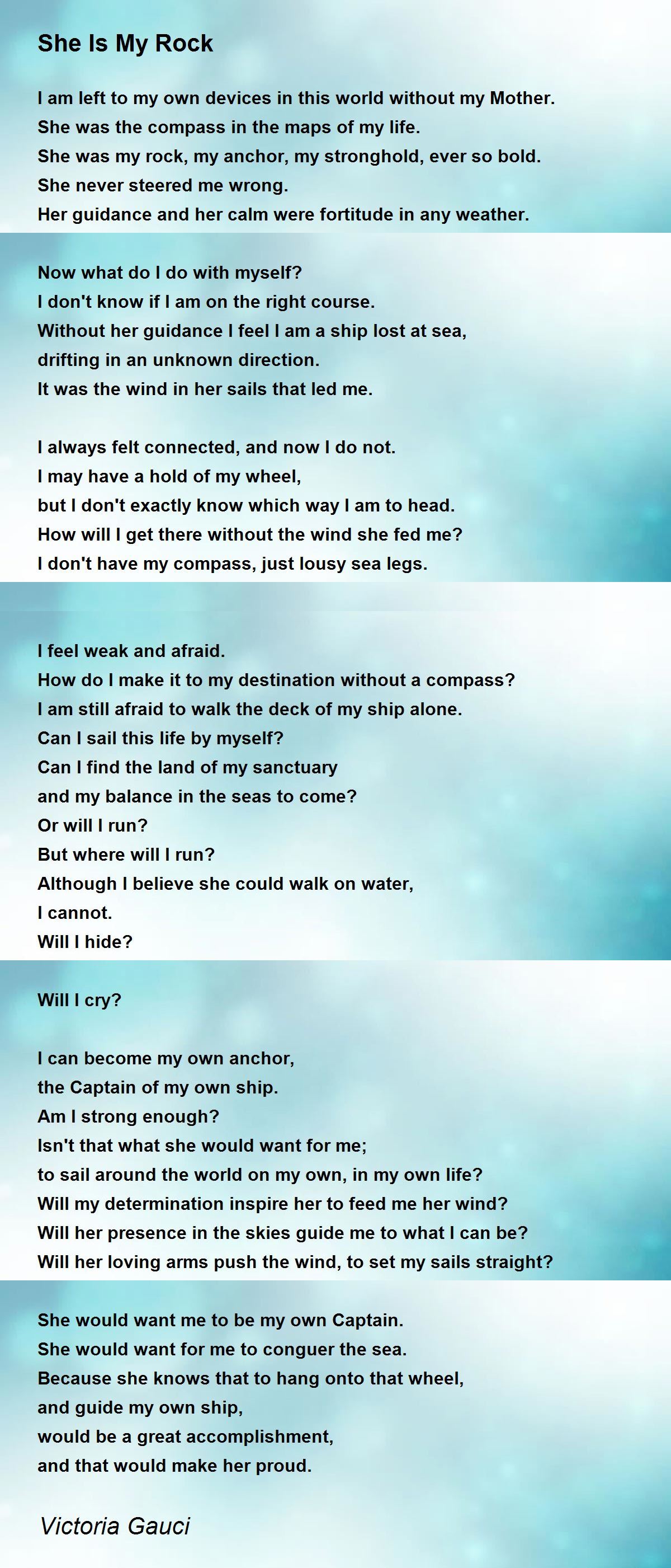 She Is My Rock She Is My Rock Poem by Victoria Gauci