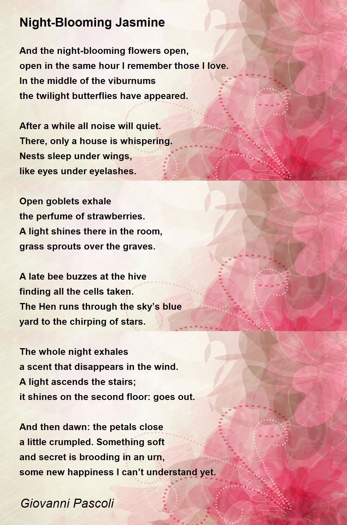 NightBlooming Jasmine Poem by Giovanni Pascoli Poem Hunter