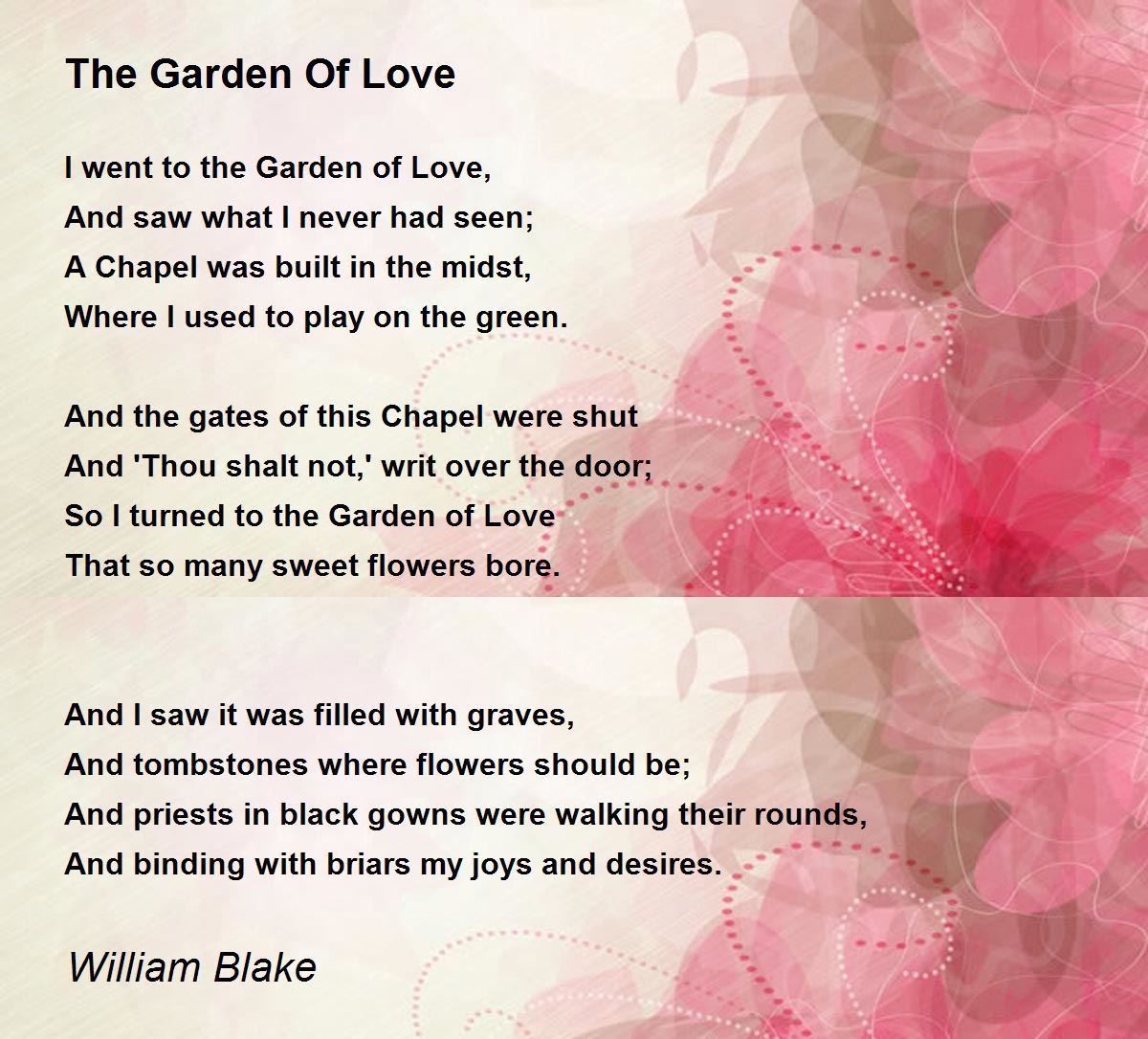 The Garden Of Love Poem by William Blake - Poem Hunter